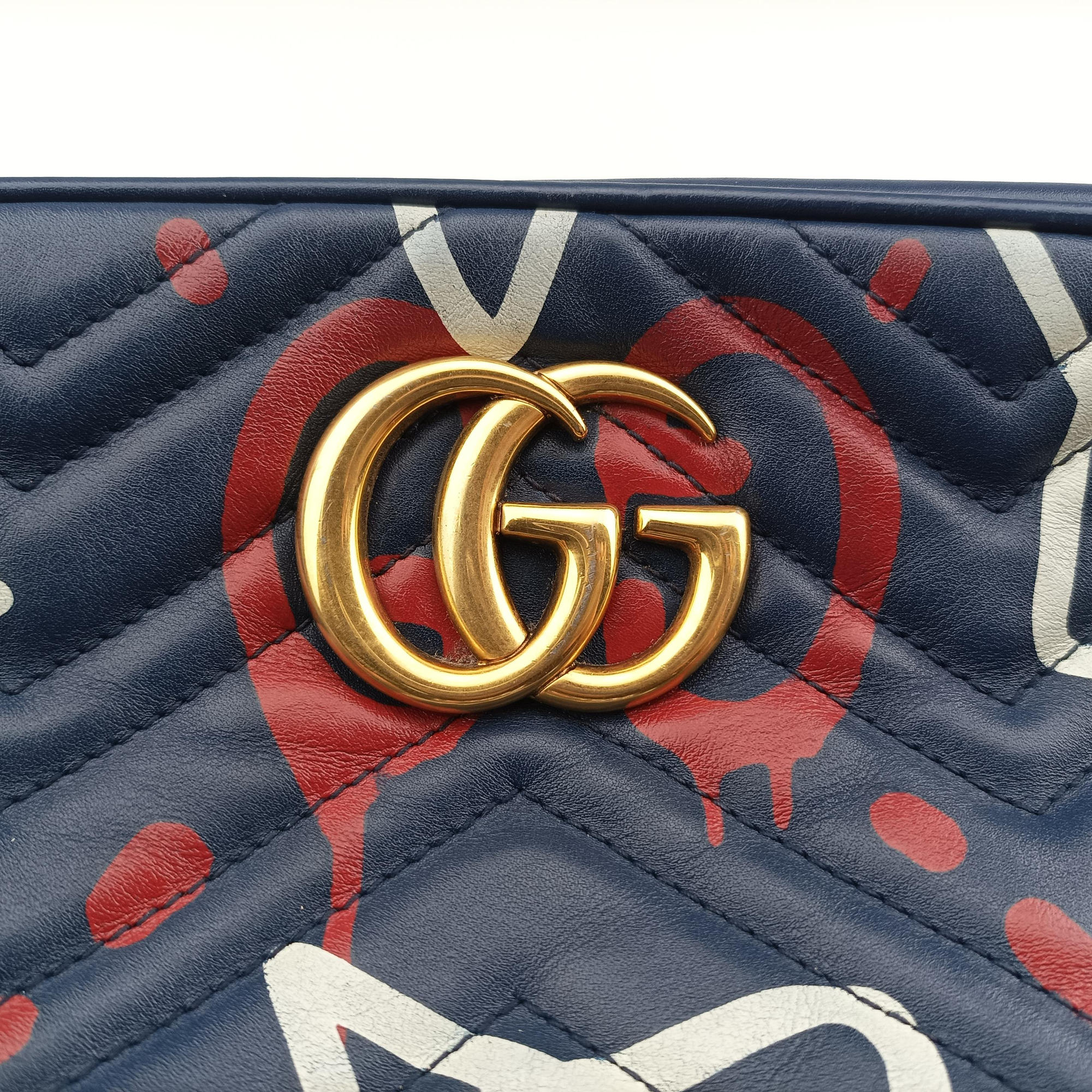 Secondhand Gucci GG Marmont Blue Leather 447632 shoulderbag | stylenewstar