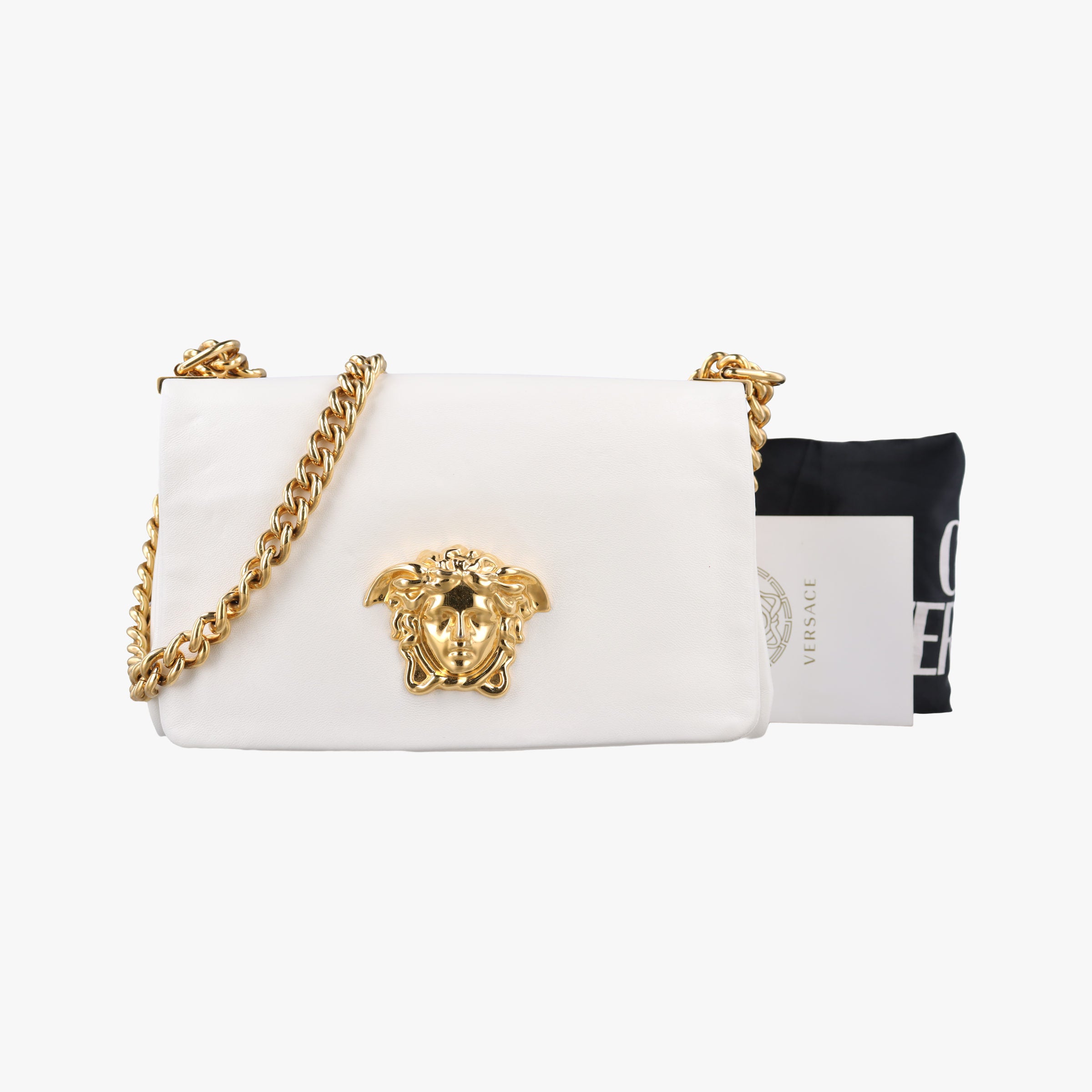 Pre-owned VERSACE Palazzo Medusa White leather  shoulderbag | stylenewstar