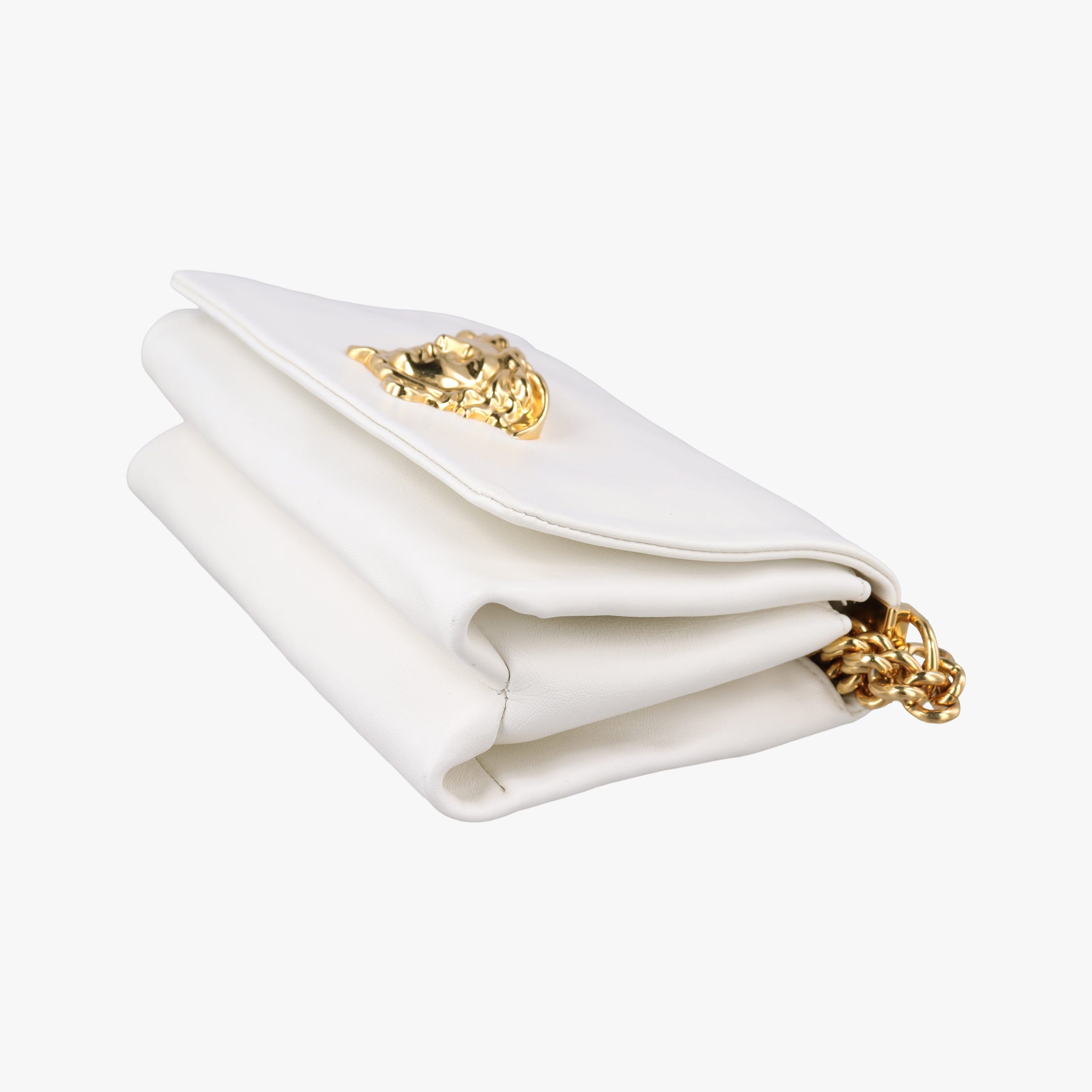 Pre-owned VERSACE Palazzo Medusa White leather  shoulderbag | stylenewstar