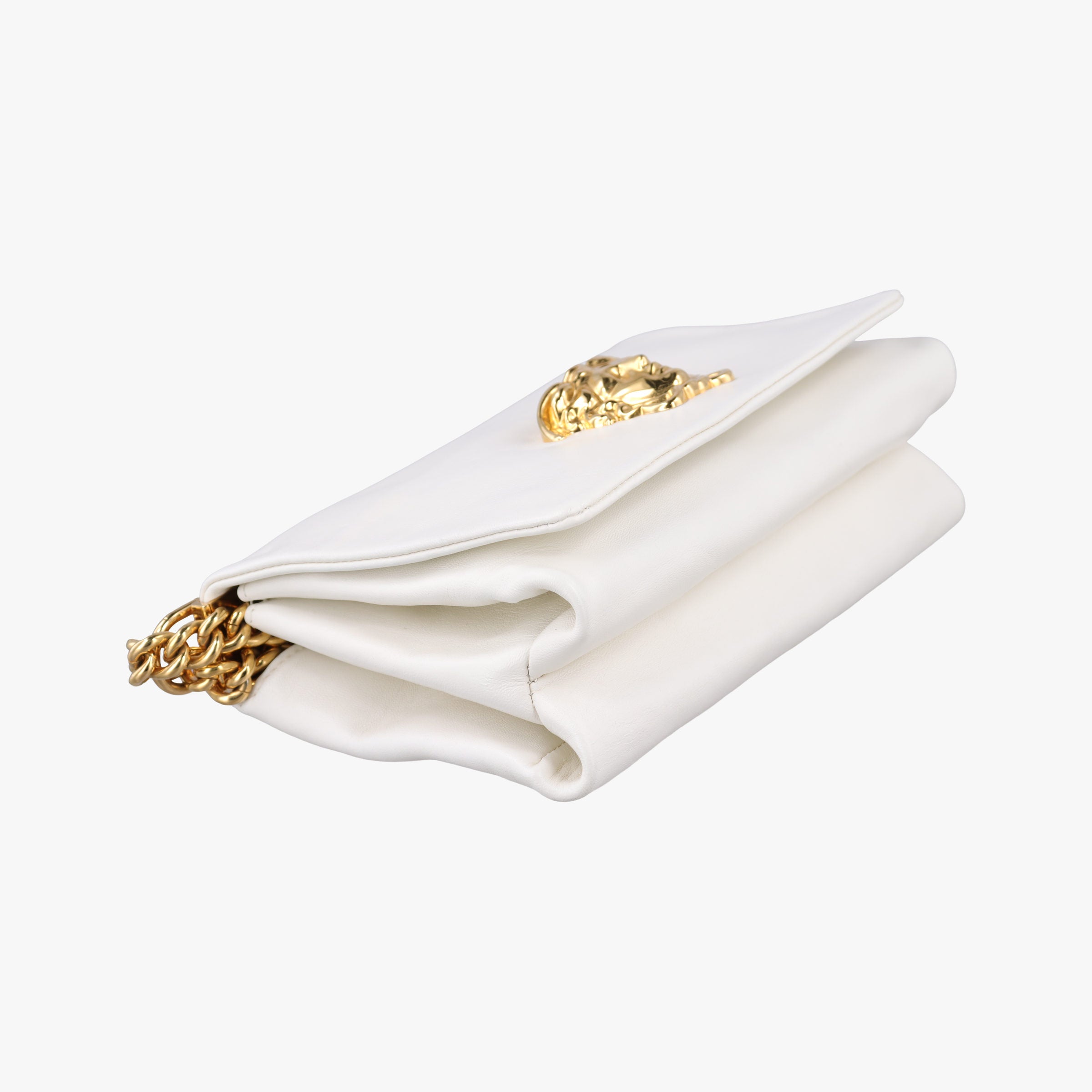 Pre-owned VERSACE Palazzo Medusa White leather  shoulderbag | stylenewstar