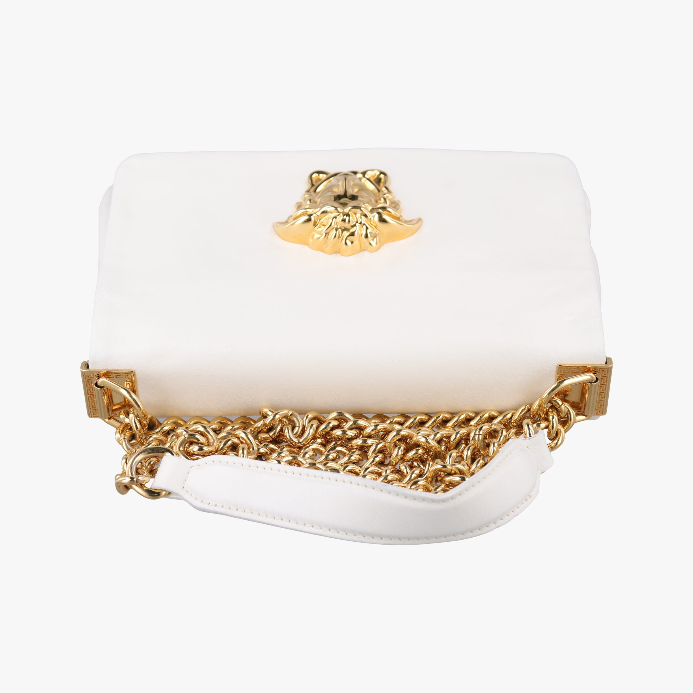 Pre-owned VERSACE Palazzo Medusa White leather  shoulderbag | stylenewstar