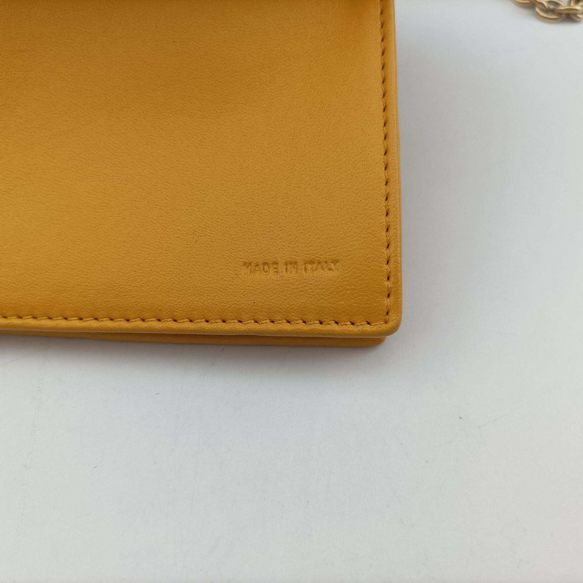 Pre-owned Fendi Embossed Logo Yellow lambskin 3M9219 shoulderbag | stylenewstar