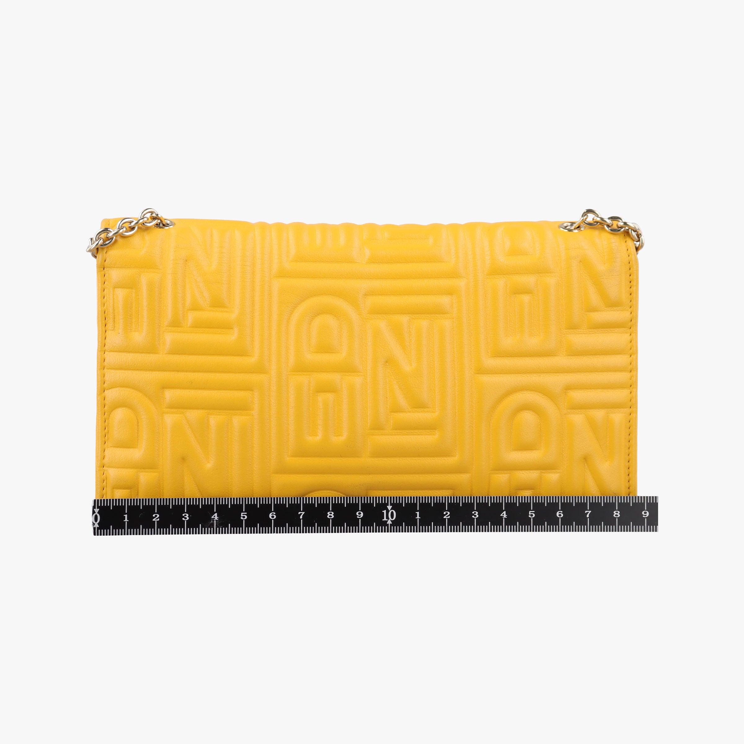 Pre-owned Fendi Embossed Logo Yellow lambskin 3M9219 shoulderbag | stylenewstar