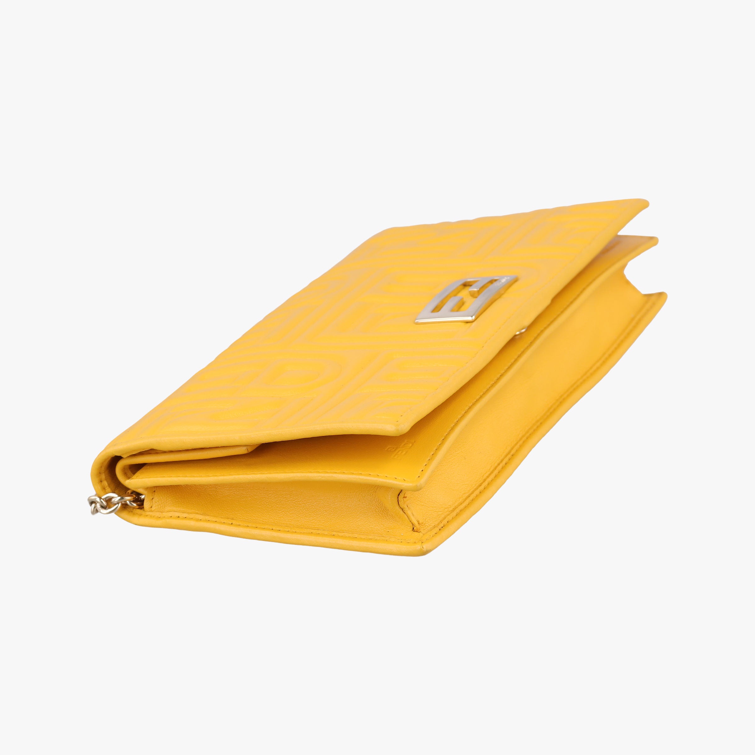 Pre-owned Fendi Embossed Logo Yellow lambskin 3M9219 shoulderbag | stylenewstar