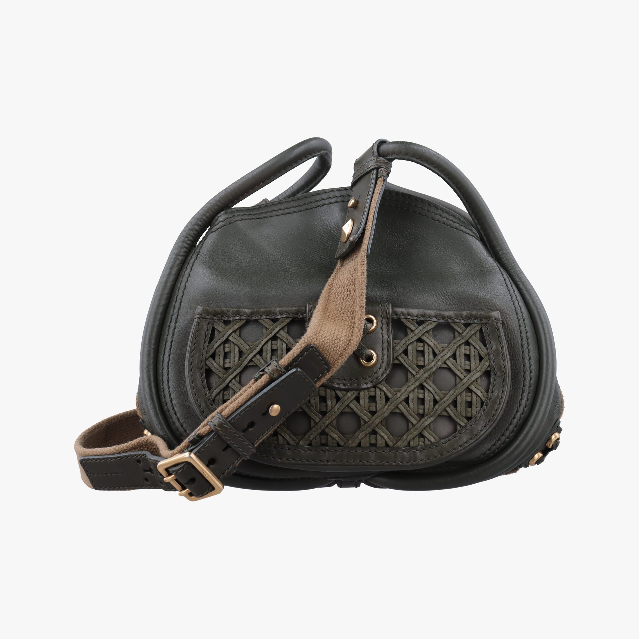 Pre-owned Christian Dior Lattice Messenger Green leather  shoulderbag | stylenewstar
