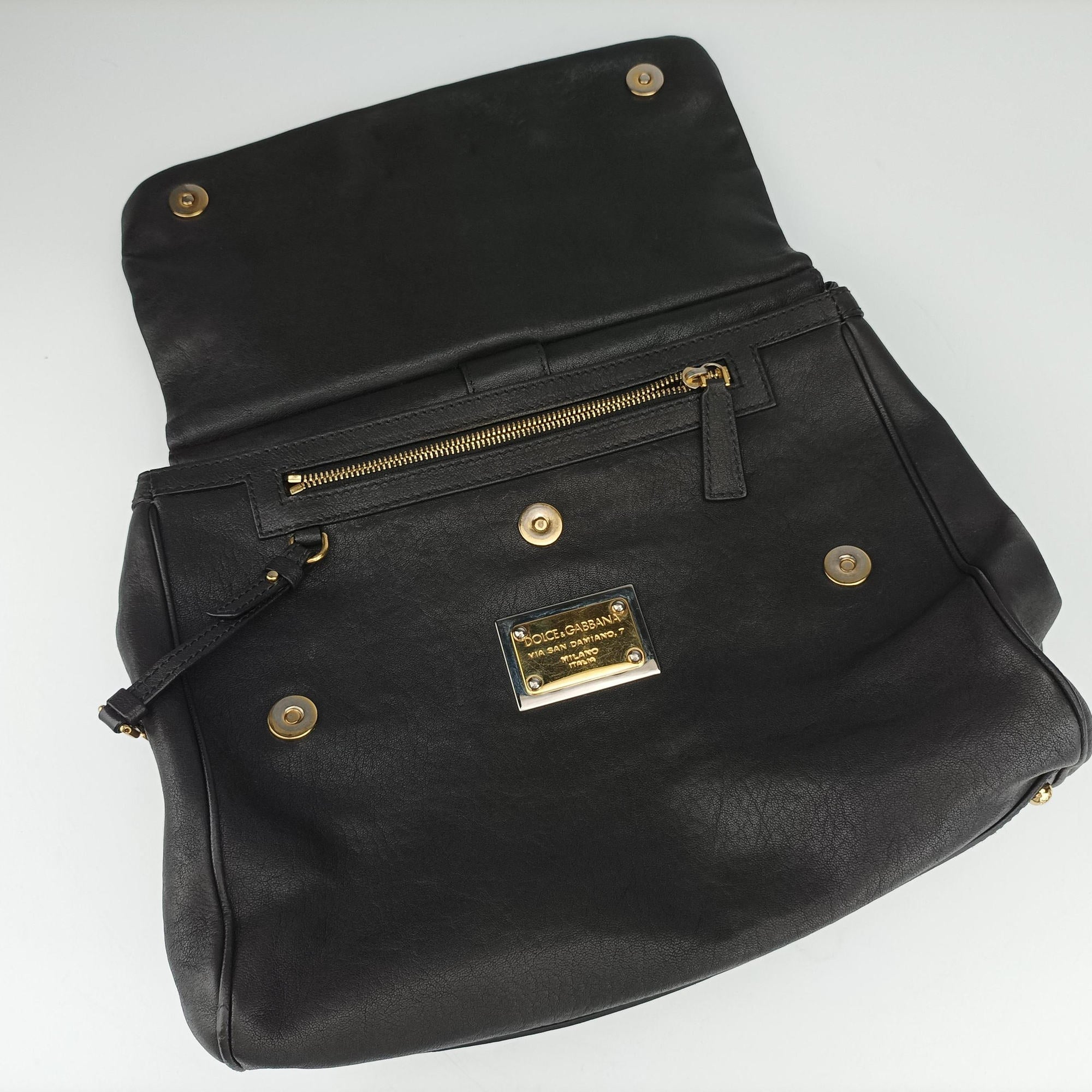 Pre-owned Dolce & Gabbana SICILY Black Leather  shoulderbag | stylenewstar