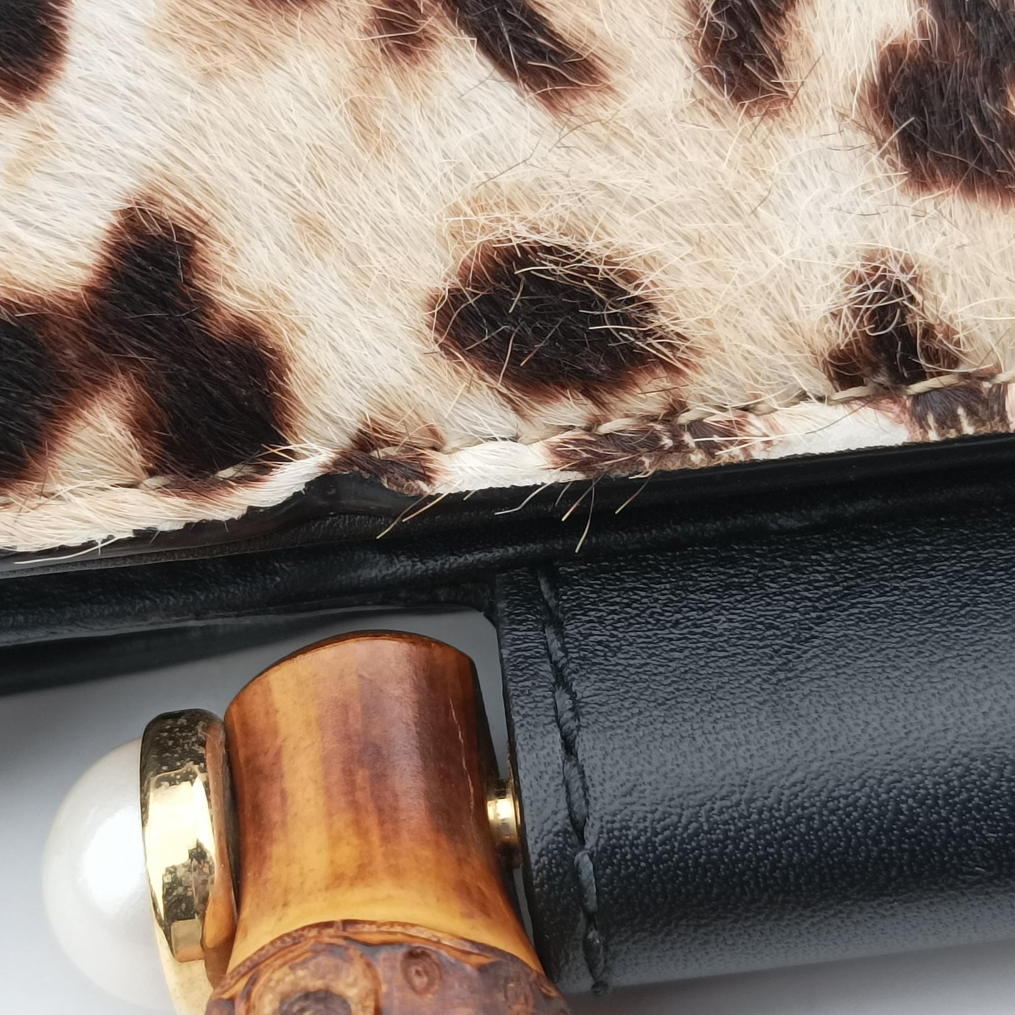 Pre-owned Gucci Bamboo Nymphaea Multicolour ponyhair 470271 shoulderbag | stylenewstar