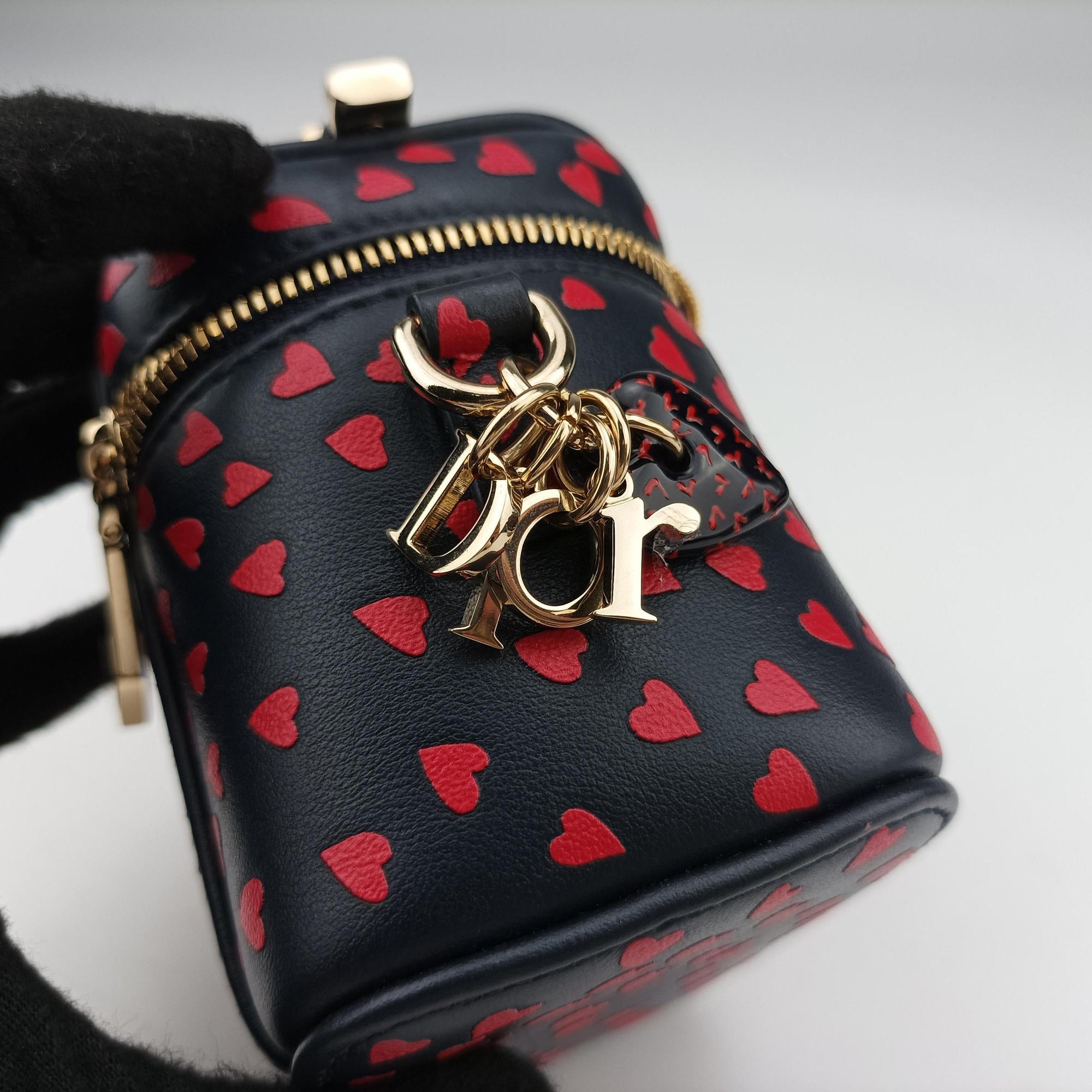Vintage Christian Dior Micro Lady Dior Vanity Case Black×red Leather  shoulderbag | stylenewstar