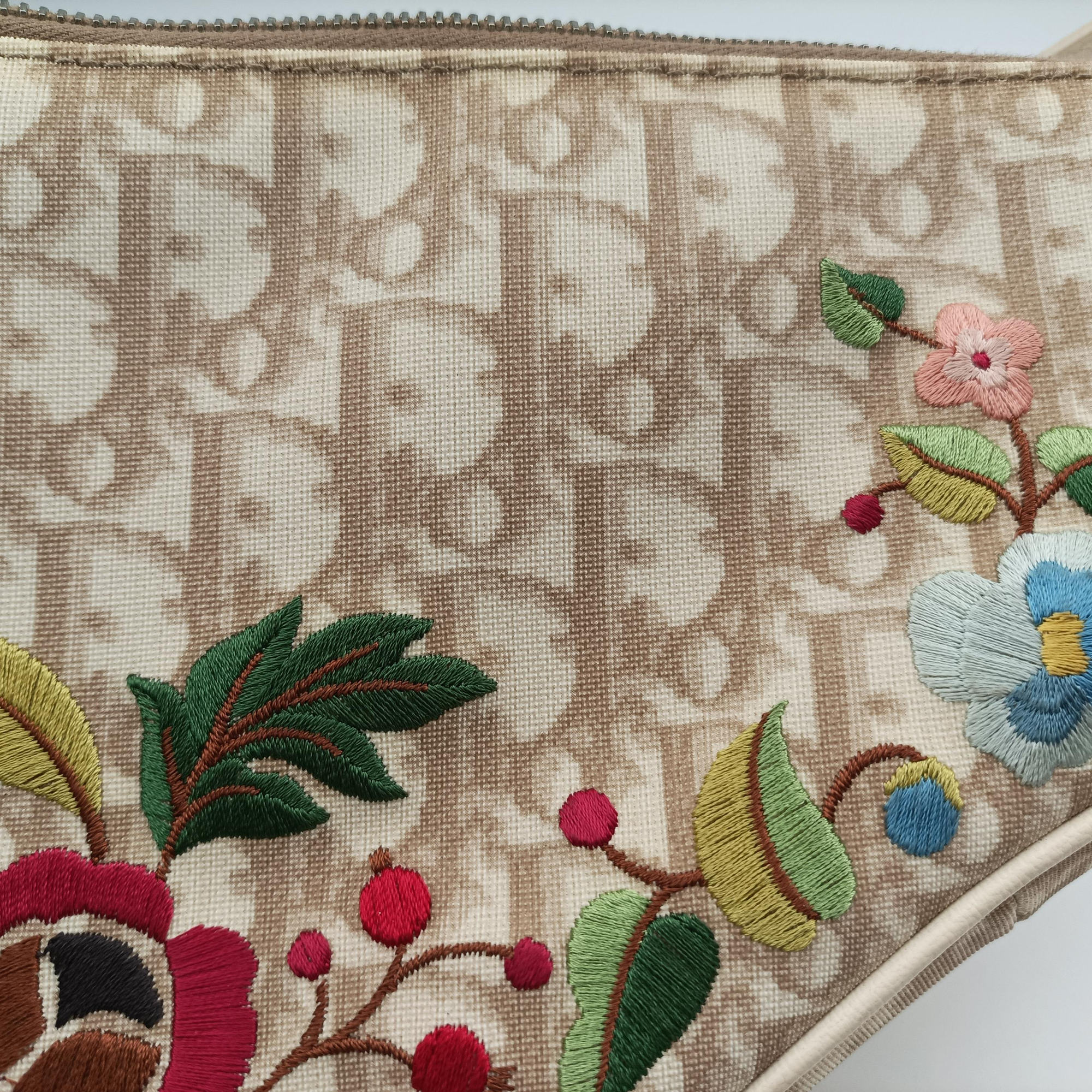 Secondhand Christian Dior Saddle Beige PVC Coated Canvas Floral Embroidery  shoulderbag | stylenewstar