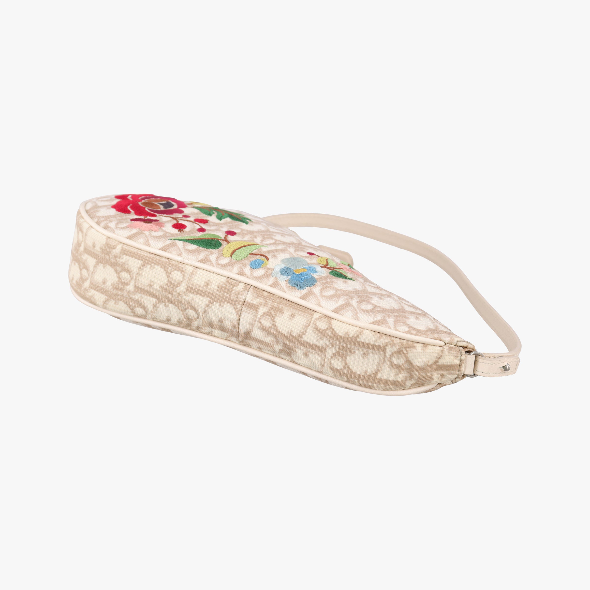 Secondhand Christian Dior Saddle Beige PVC Coated Canvas Floral Embroidery  shoulderbag | stylenewstar