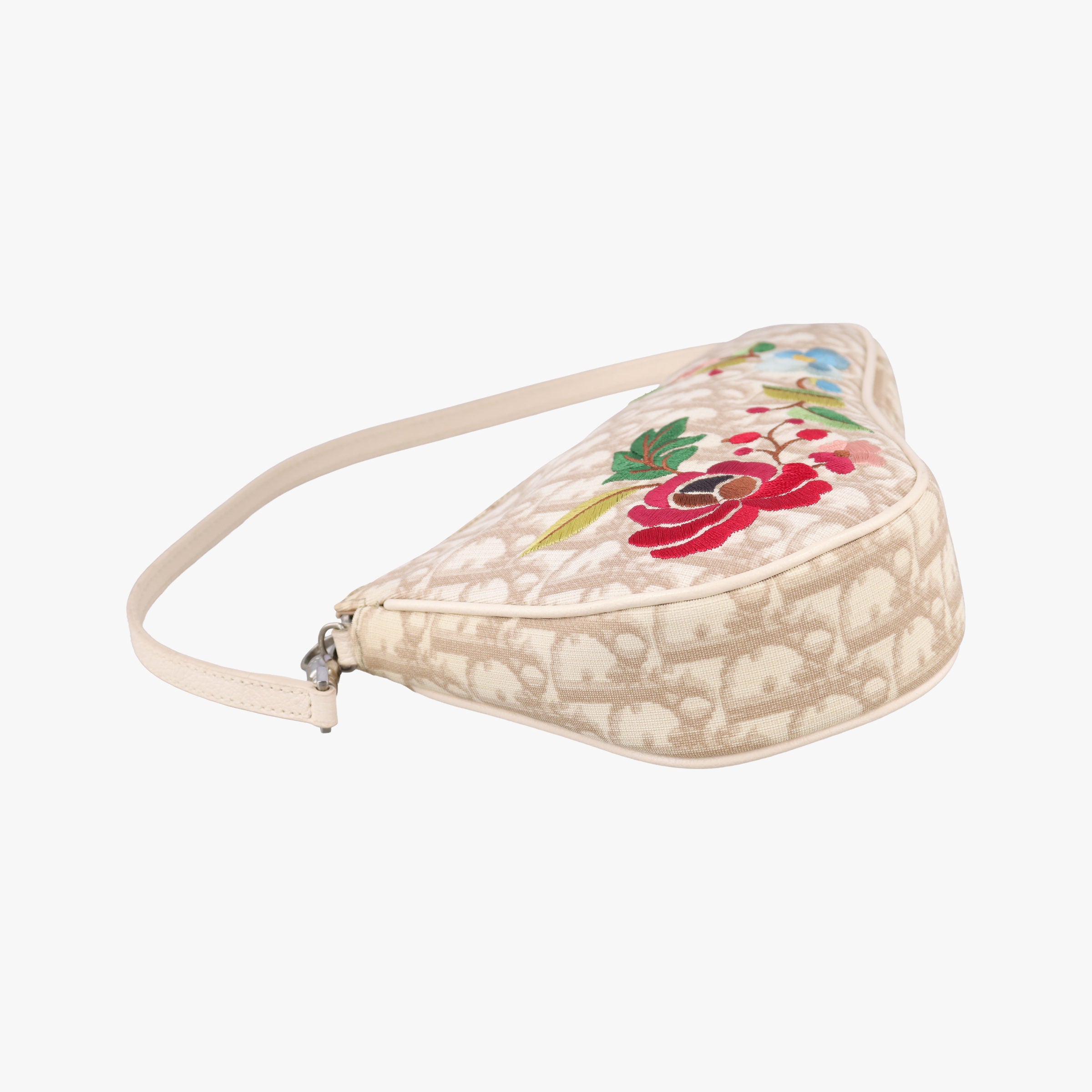 Secondhand Christian Dior Saddle Beige PVC Coated Canvas Floral Embroidery  shoulderbag | stylenewstar