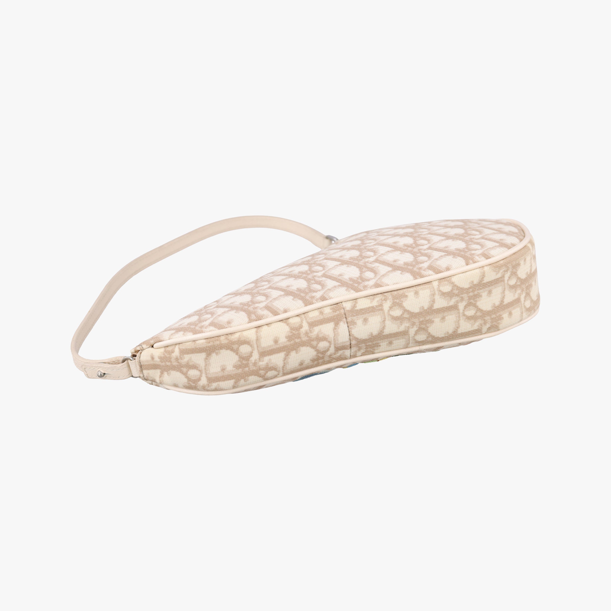 Secondhand Christian Dior Saddle Beige PVC Coated Canvas Floral Embroidery  shoulderbag | stylenewstar