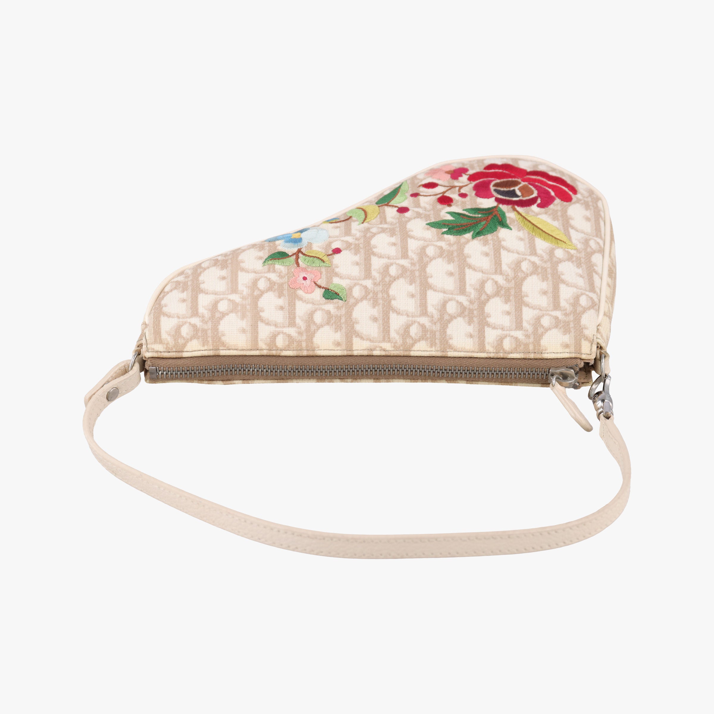 Secondhand Christian Dior Saddle Beige PVC Coated Canvas Floral Embroidery  shoulderbag | stylenewstar