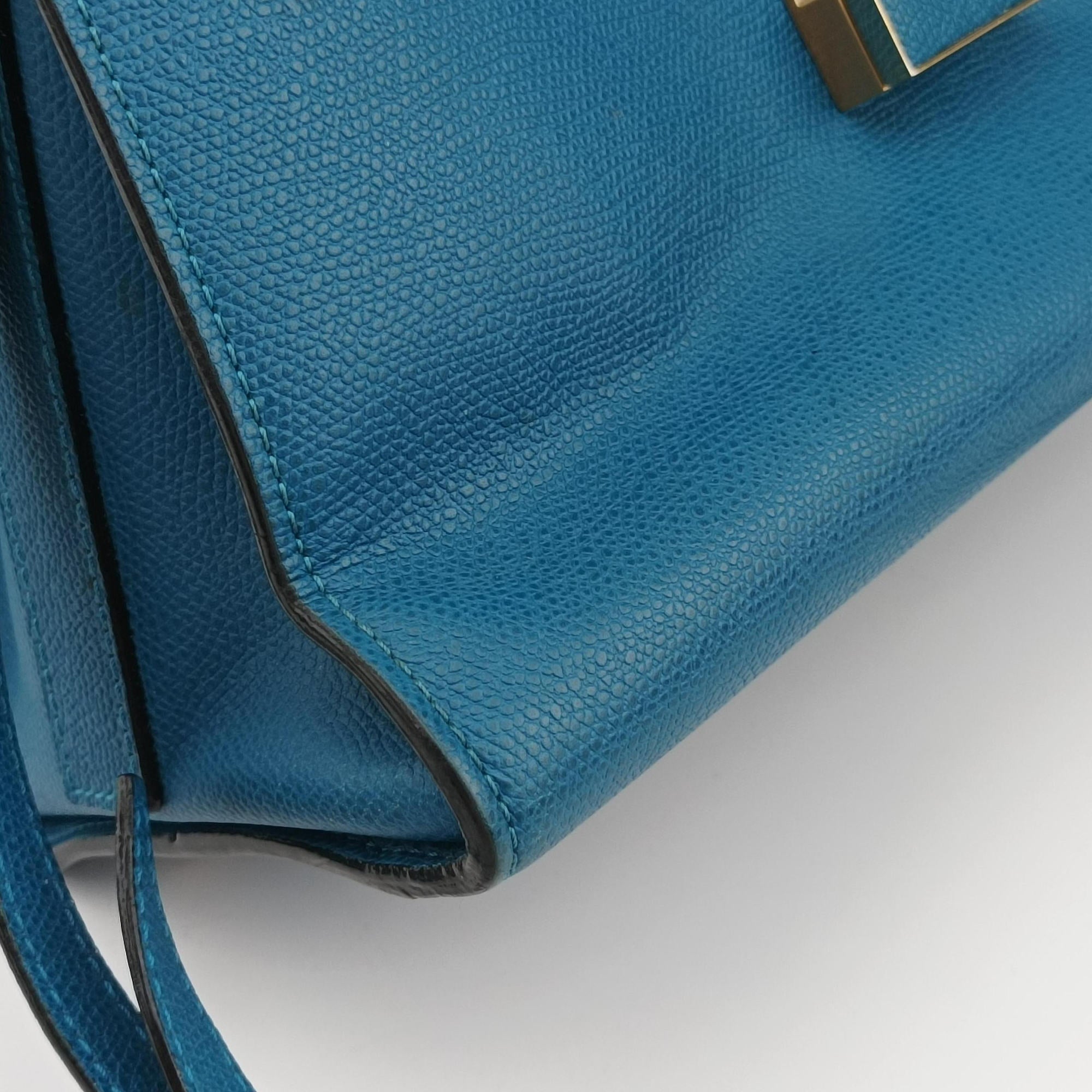 Pre-owned Valextra Iside Blue Calfskin  shoulderbag | stylenewstar