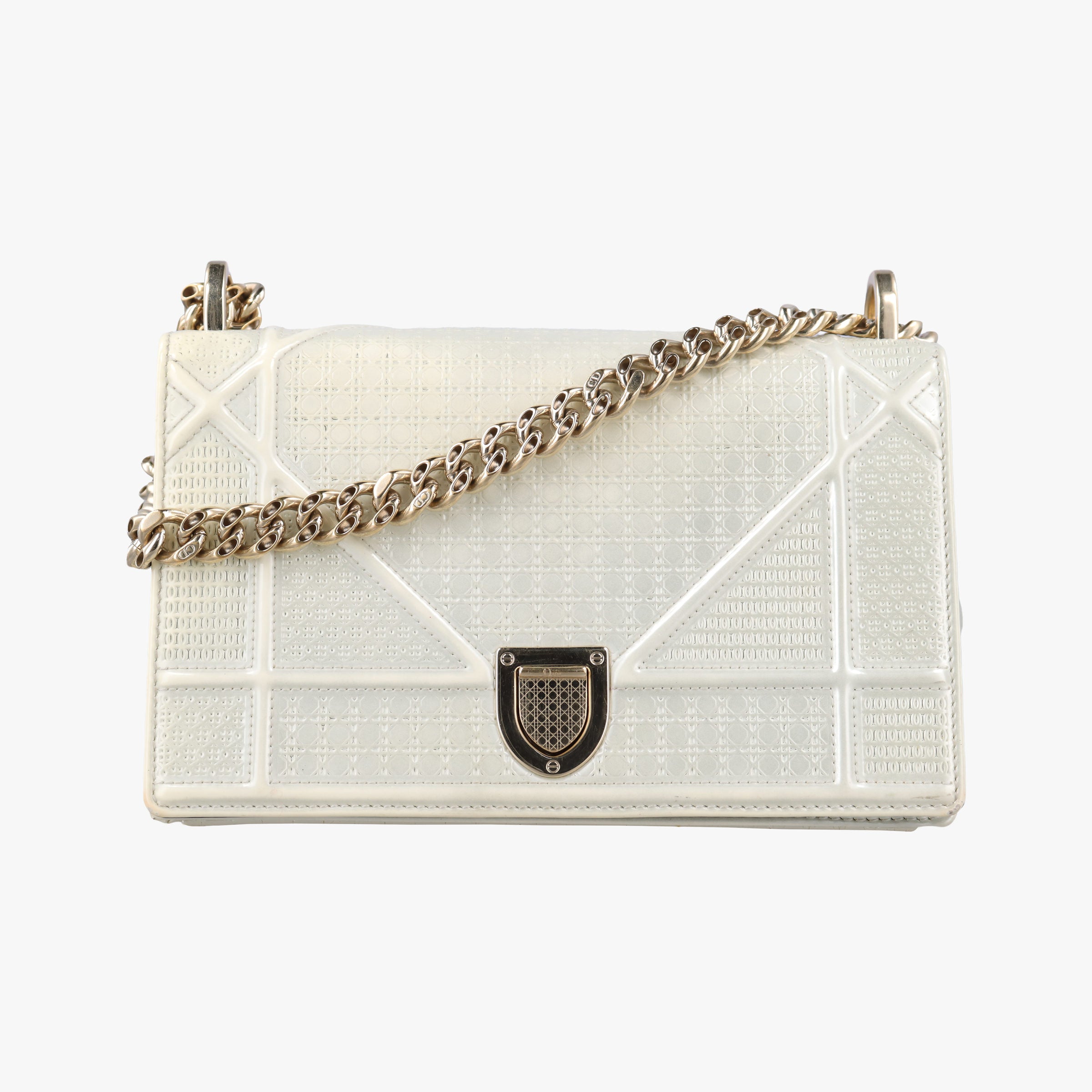 Pre-owned Christian Dior Diorama White Leather  shoulderbag | stylenewstar