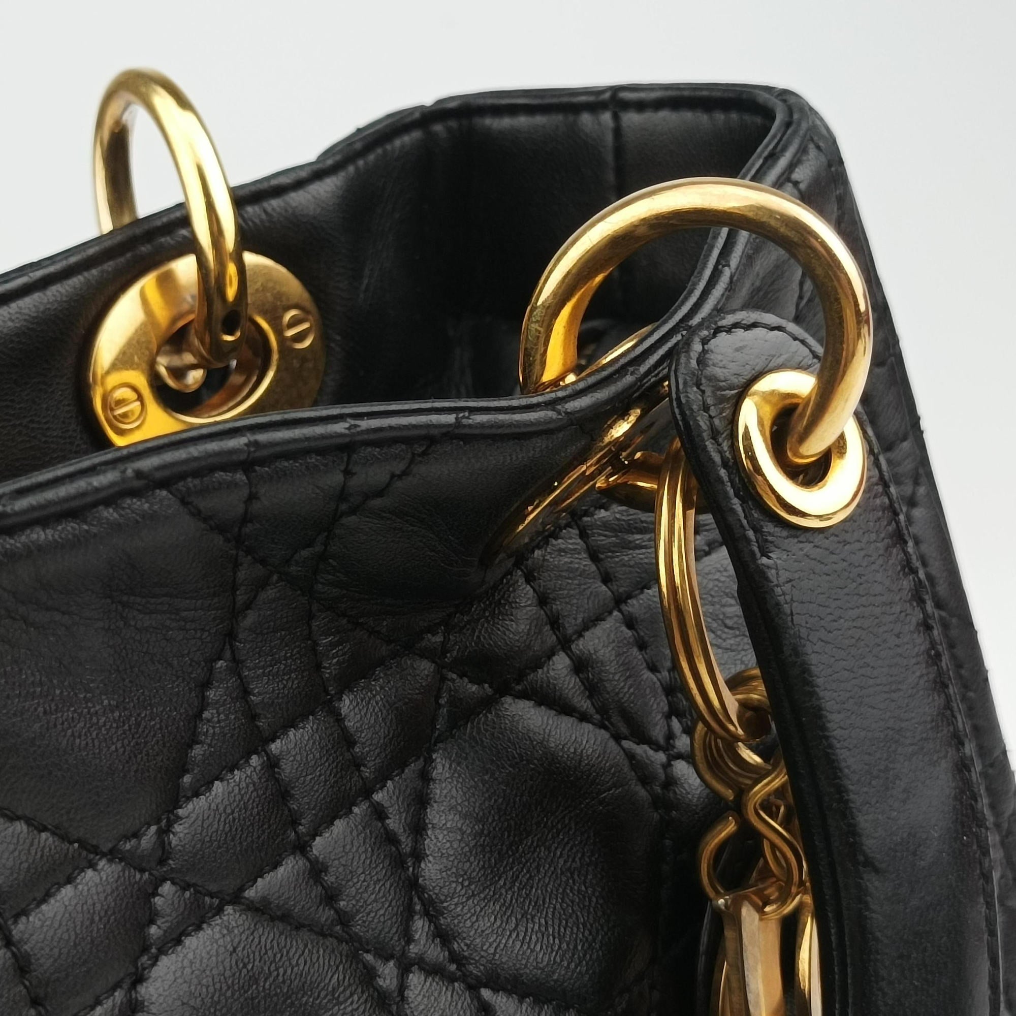 Pre-owned Christian Dior Lady Dior Black lambskin  shoulderbag | stylenewstar