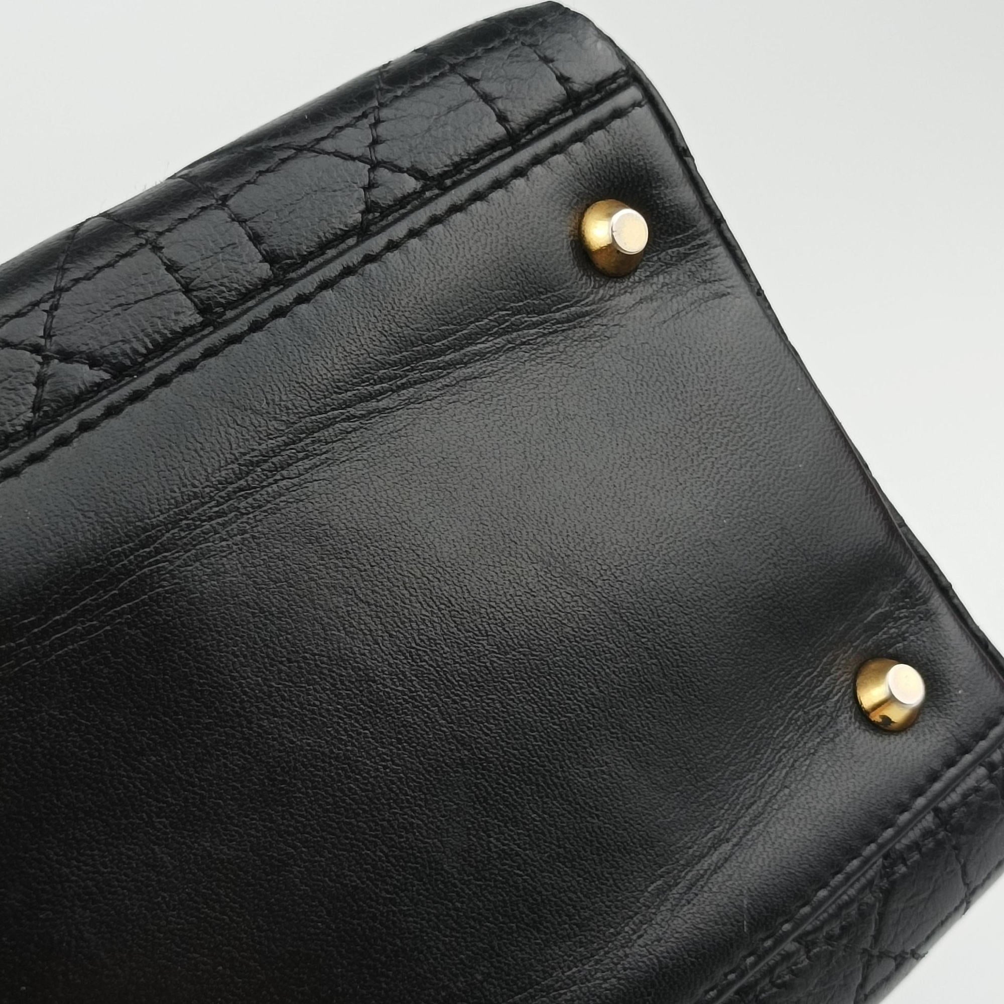 Pre-owned Christian Dior Lady Dior Black lambskin  shoulderbag | stylenewstar
