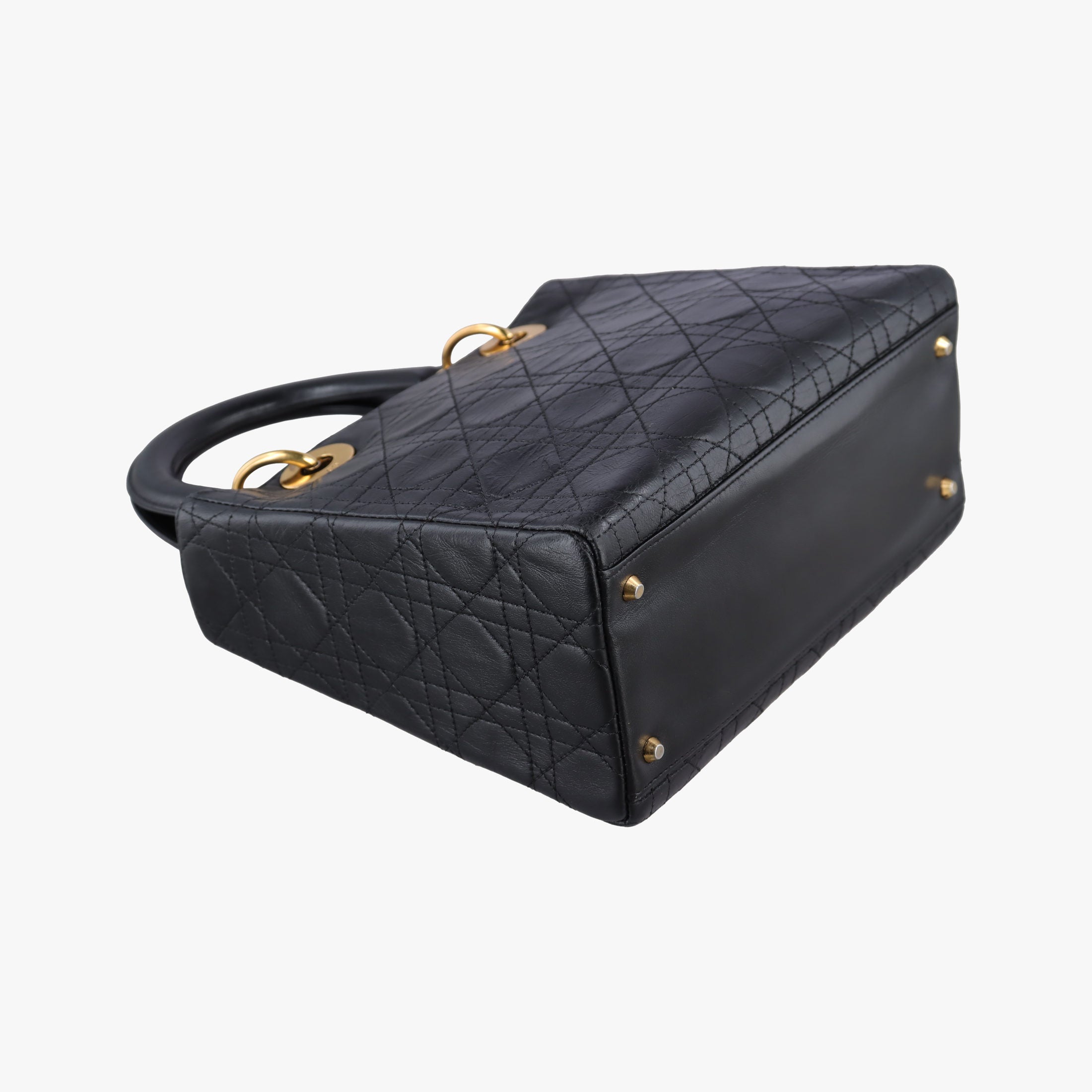Pre-owned Christian Dior Lady Dior Black lambskin  shoulderbag | stylenewstar
