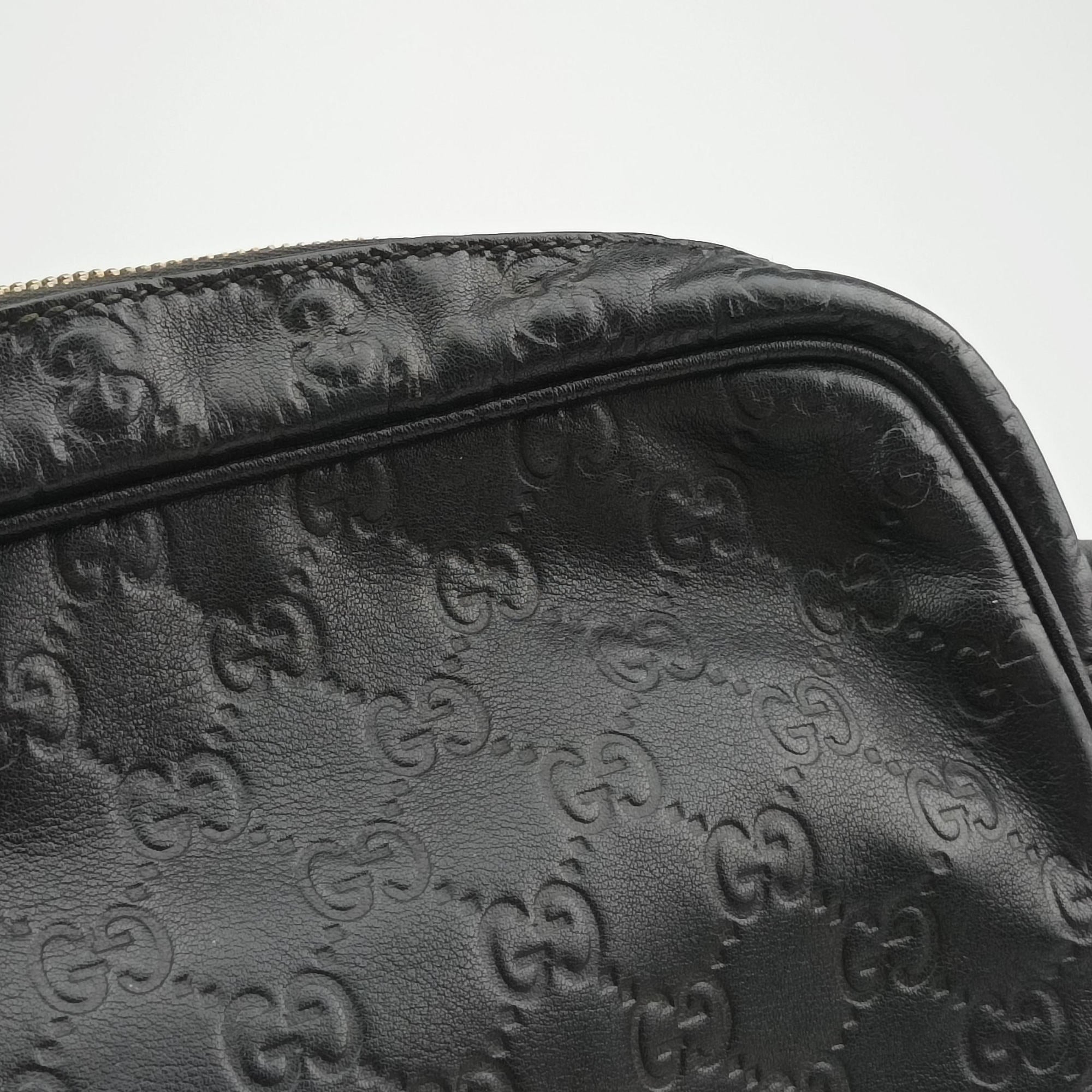 Pre-owned Gucci GG Imprime Messenger Black Leather 201448 shoulderbag | stylenewstar