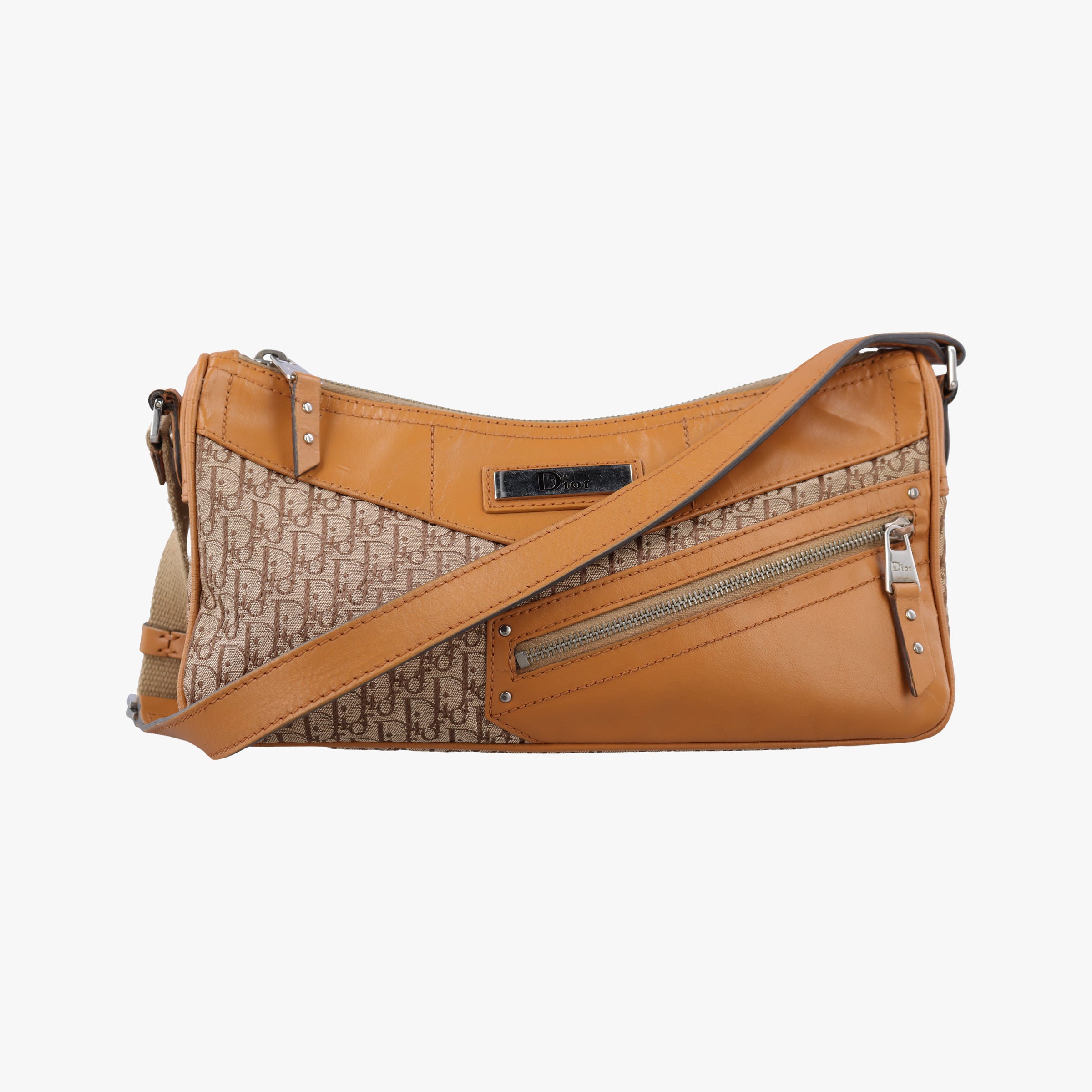 Pre-owned Christian Dior Street Chic Beige × Camel Canvas × Leather  shoulderbag | stylenewstar