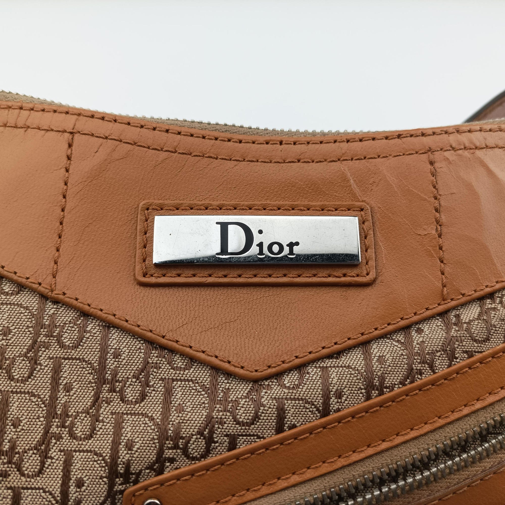 Pre-owned Christian Dior Street Chic Beige × Camel Canvas × Leather  shoulderbag | stylenewstar