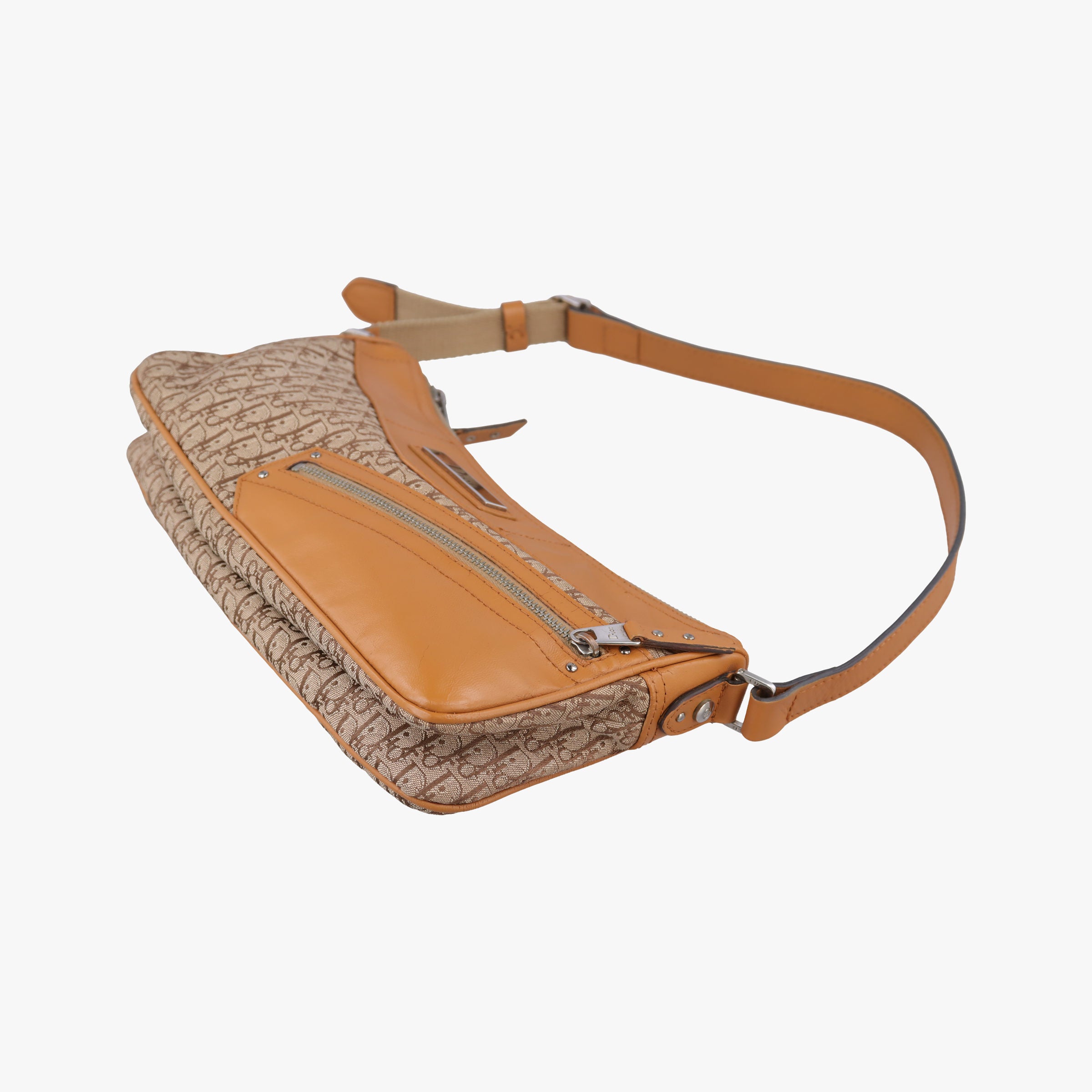 Pre-owned Christian Dior Street Chic Beige × Camel Canvas × Leather  shoulderbag | stylenewstar