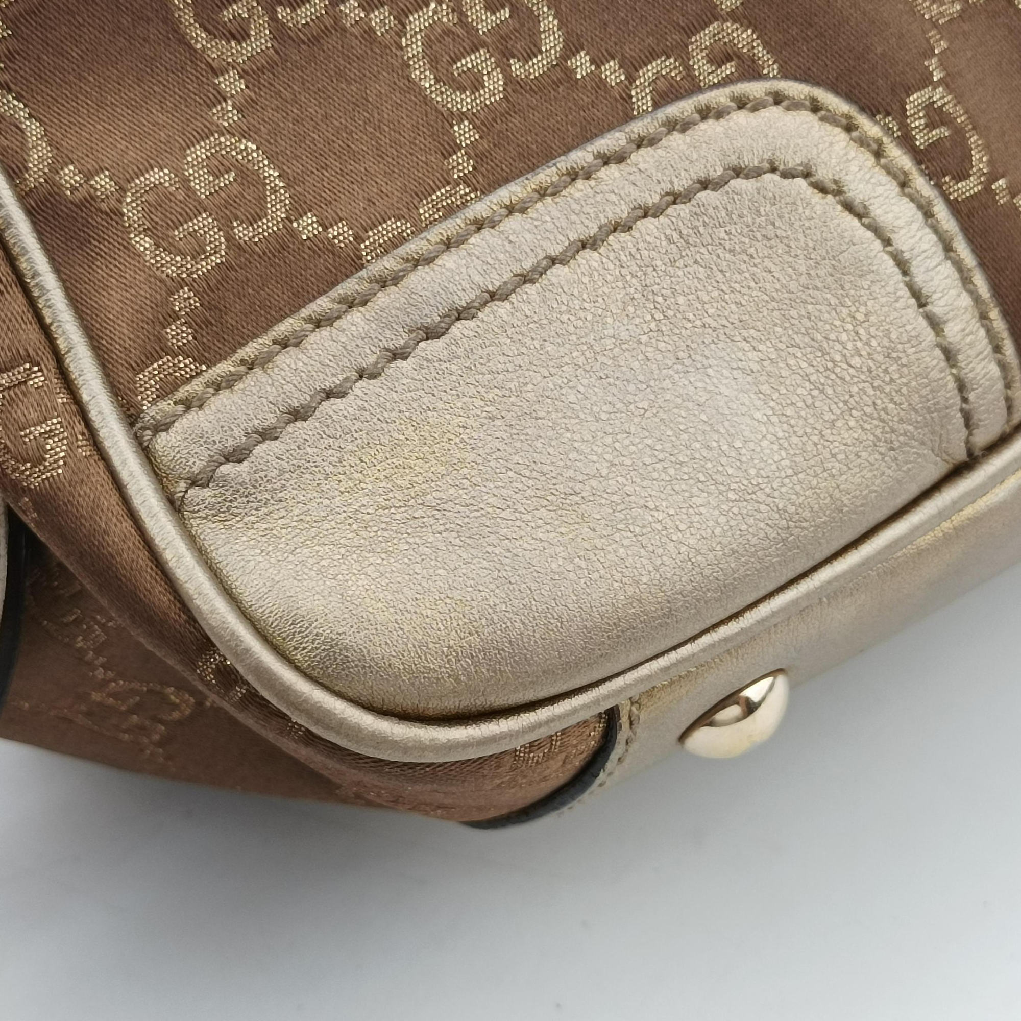 Pre-owned Gucci Princy Beige×Champagne Gold GG Canvas × leather 161720 handbag | stylenewstar