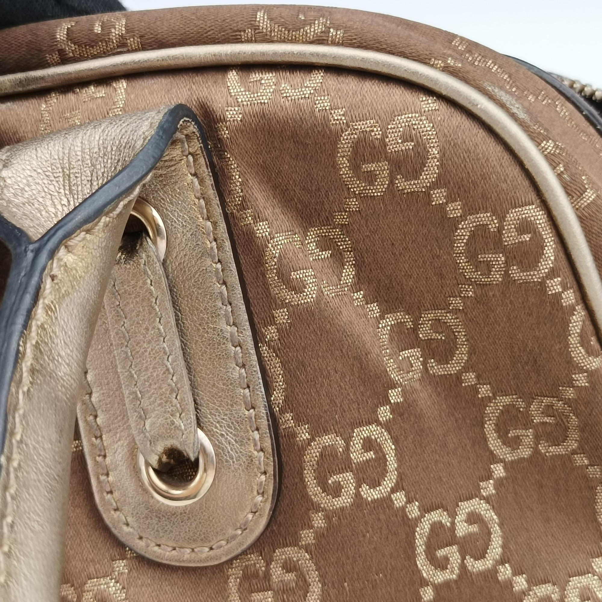 Pre-owned Gucci Princy Beige×Champagne Gold GG Canvas × leather 161720 handbag | stylenewstar