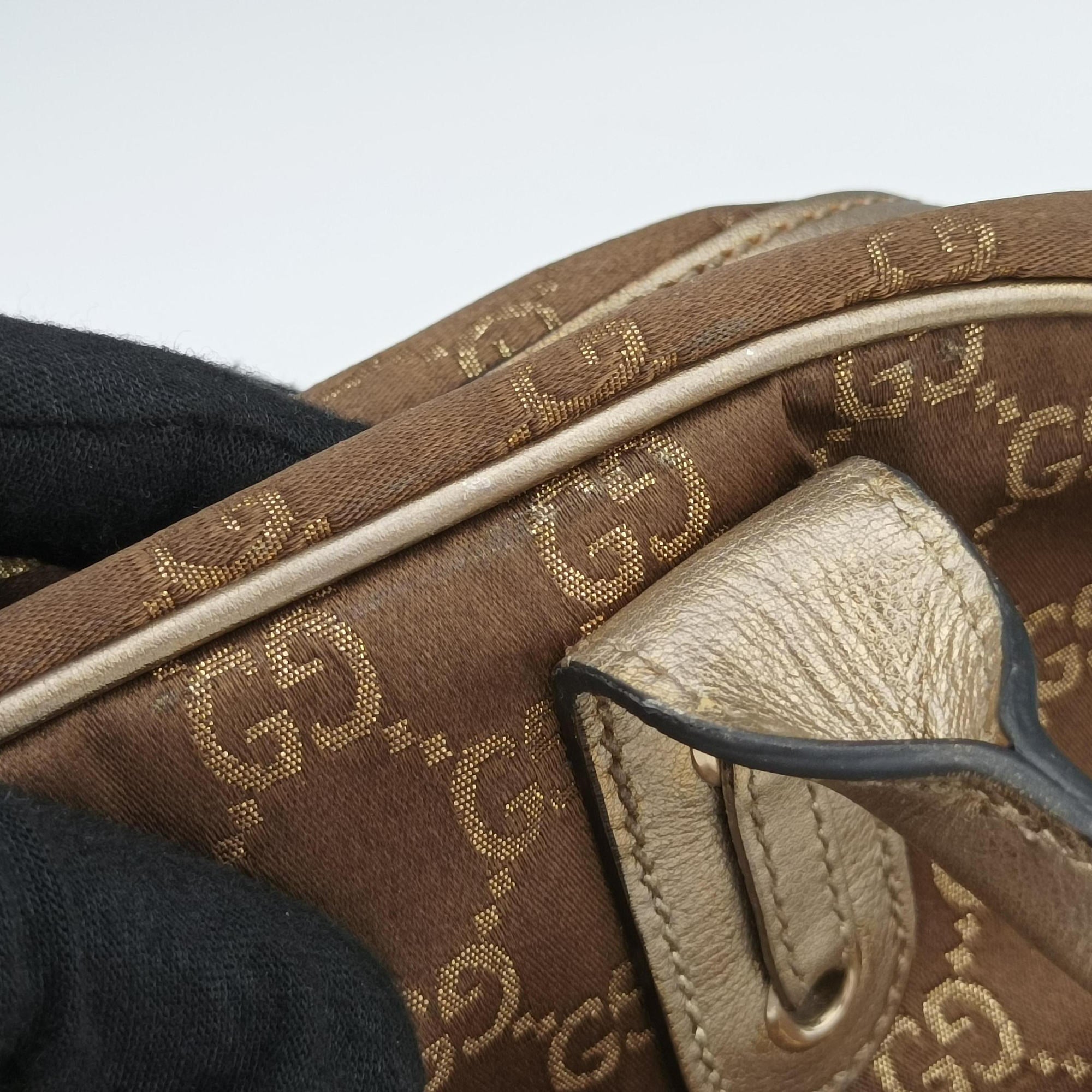Pre-owned Gucci Princy Beige×Champagne Gold GG Canvas × leather 161720 handbag | stylenewstar
