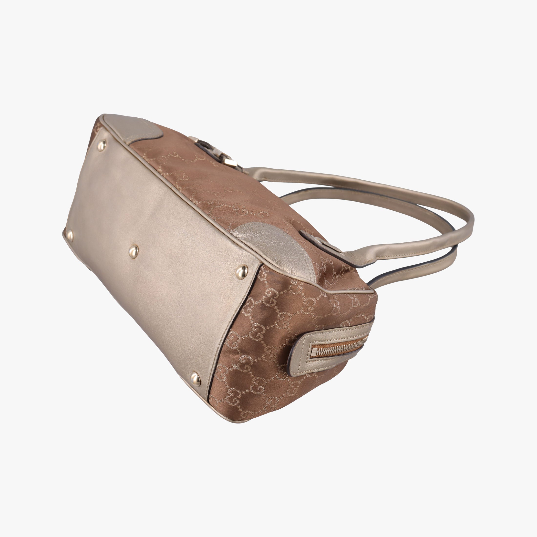 Pre-owned Gucci Princy Beige×Champagne Gold GG Canvas × leather 161720 handbag | stylenewstar