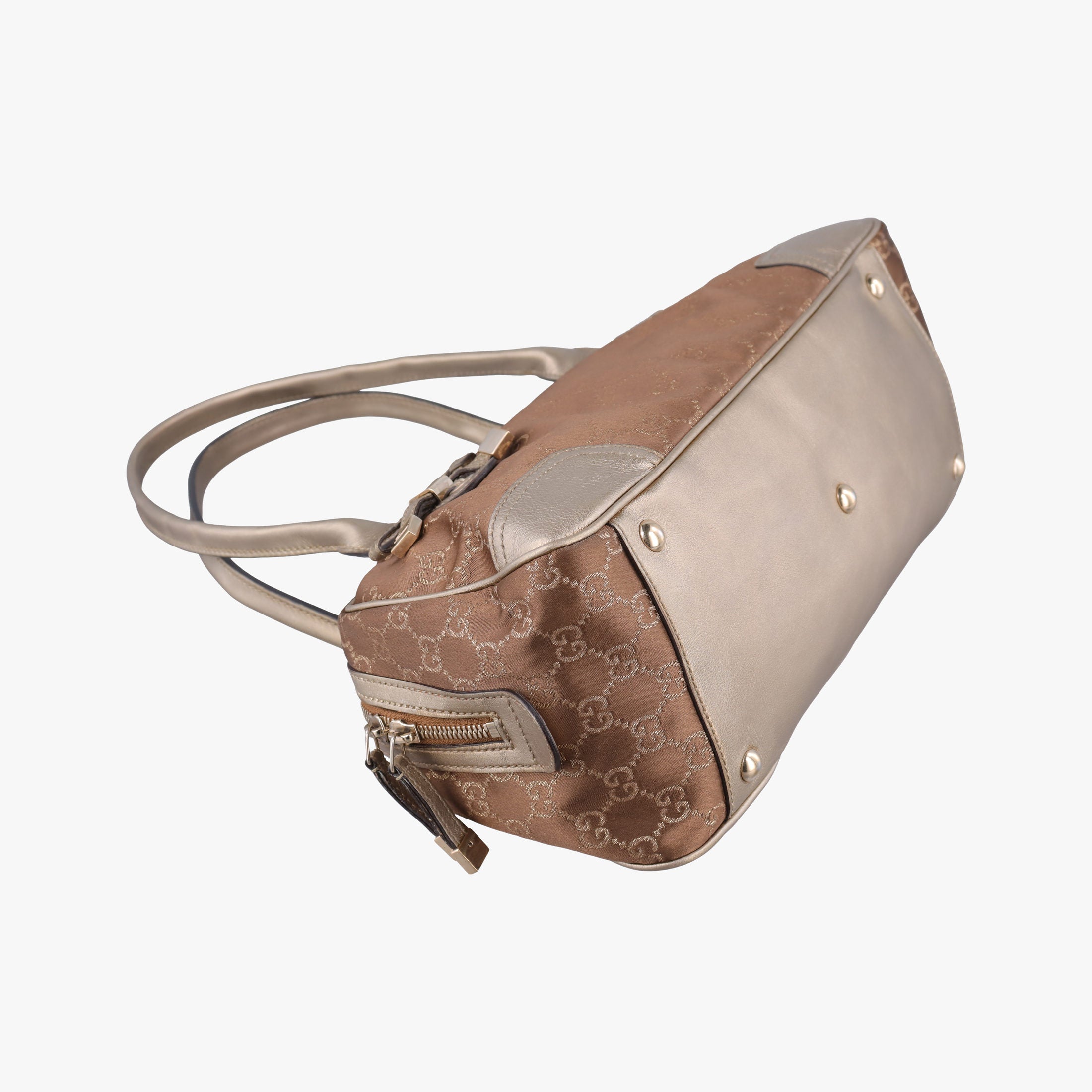 Pre-owned Gucci Princy Beige×Champagne Gold GG Canvas × leather 161720 handbag | stylenewstar