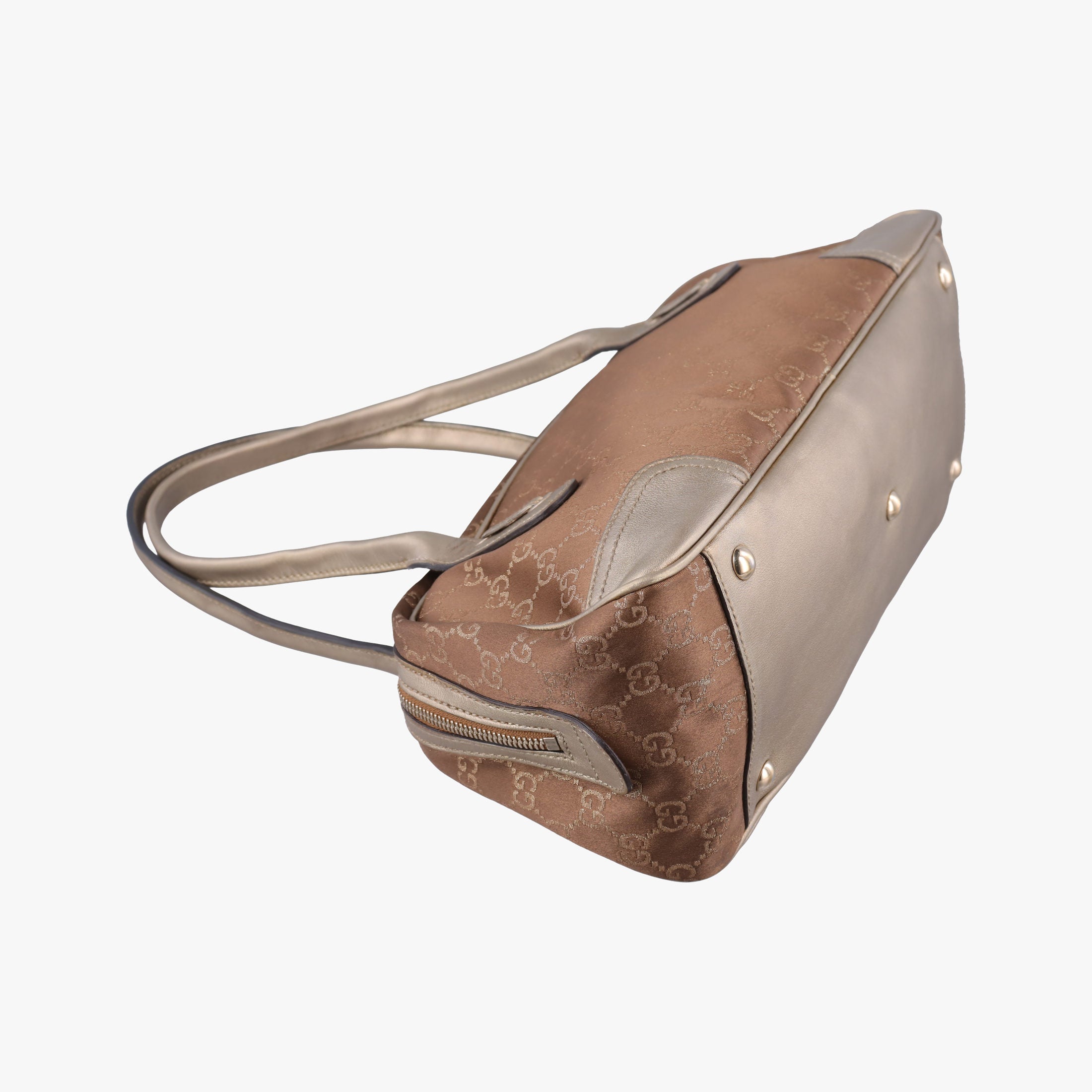 Pre-owned Gucci Princy Beige×Champagne Gold GG Canvas × leather 161720 handbag | stylenewstar