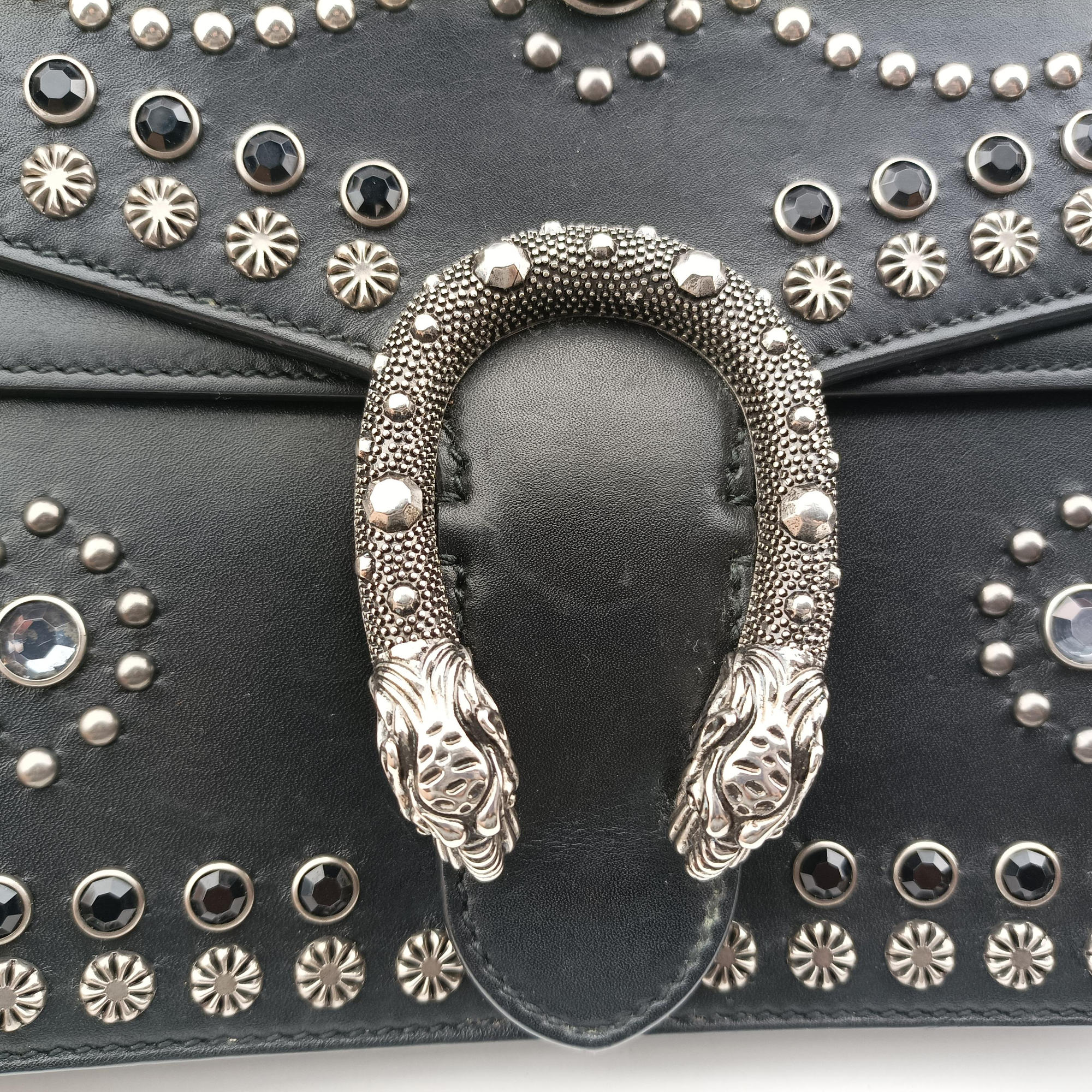Pre-owned Gucci Dionysus Black Leather 400249 shoulderbag | stylenewstar