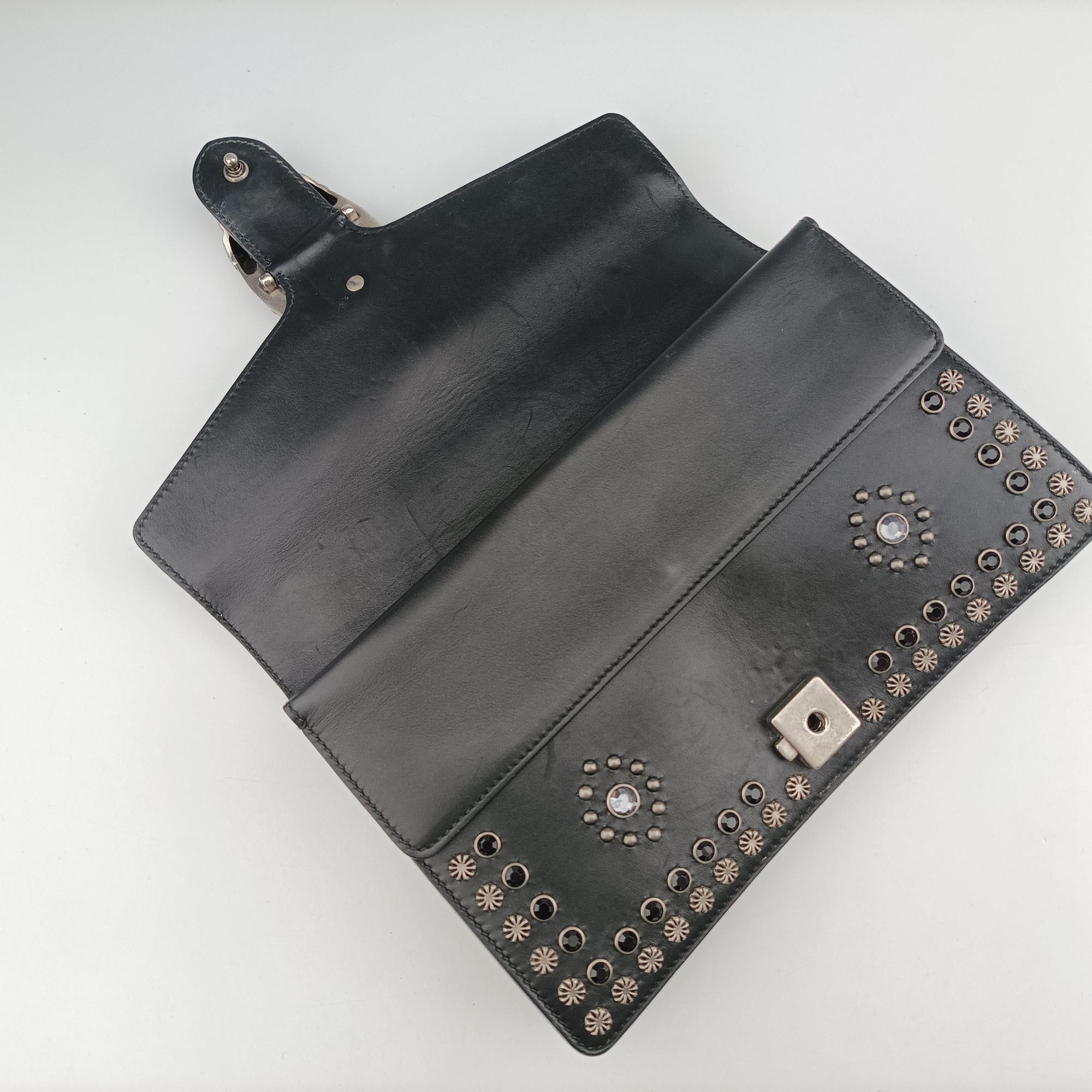 Pre-owned Gucci Dionysus Black Leather 400249 shoulderbag | stylenewstar