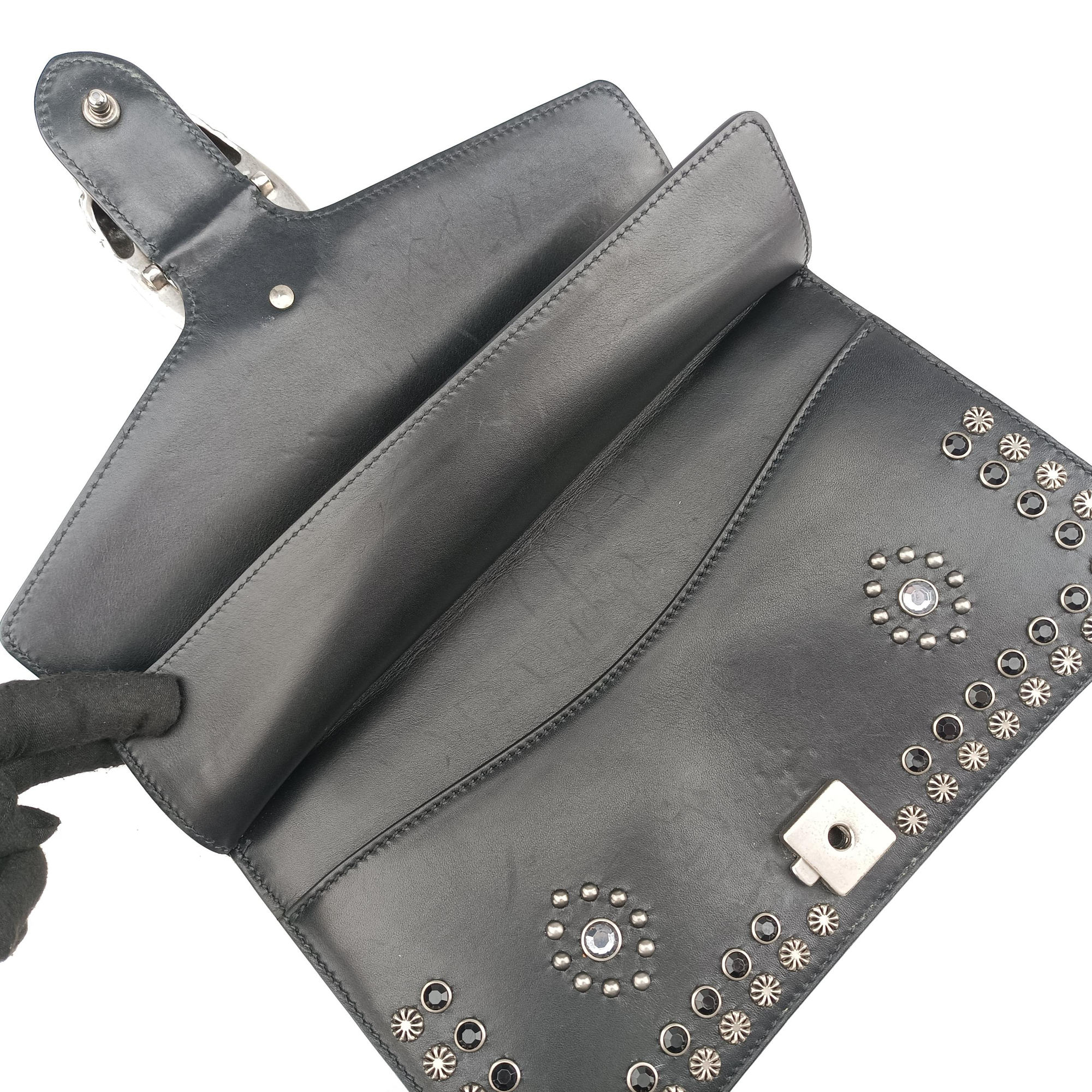 Pre-owned Gucci Dionysus Black Leather 400249 shoulderbag | stylenewstar
