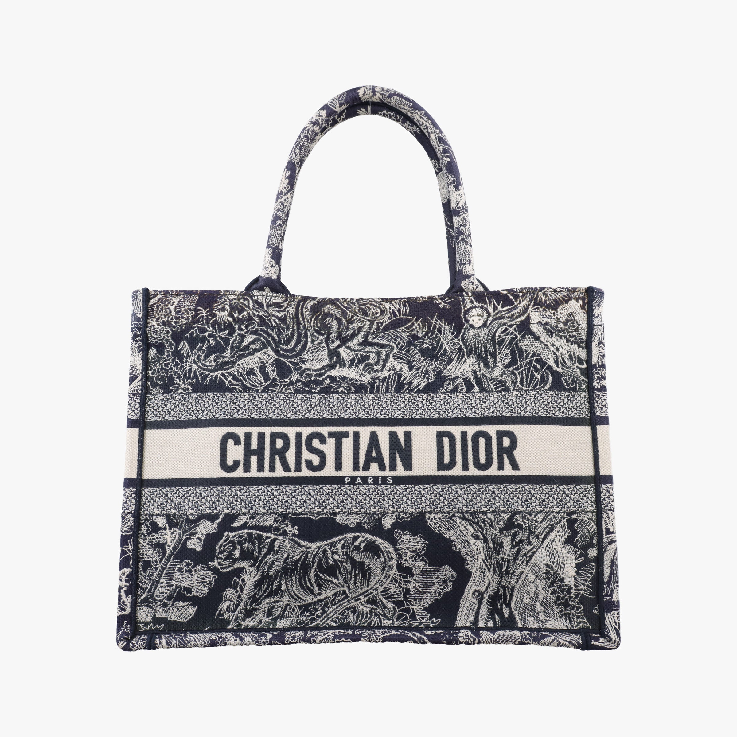 Pre-owned Christian Dior Book Tote Navy Jacquard  handbag | stylenewstar