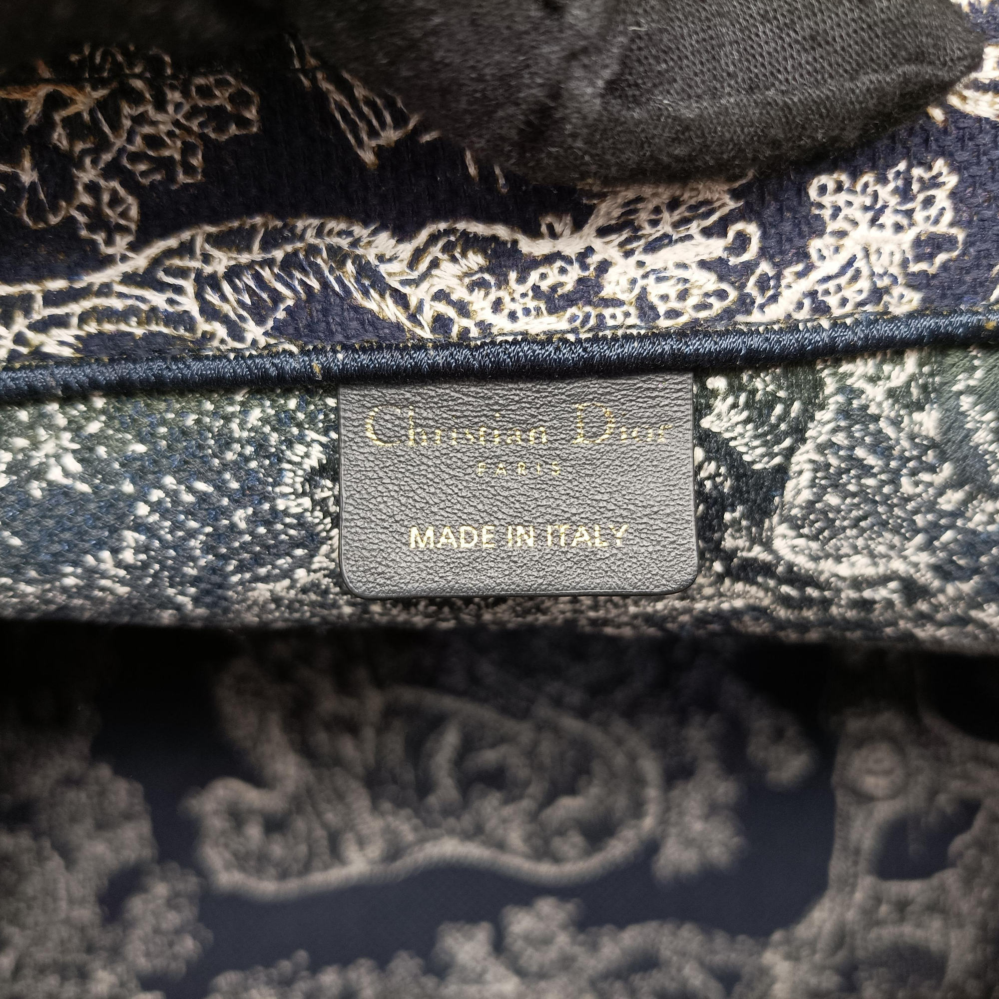 Pre-owned Christian Dior Book Tote Navy Jacquard  handbag | stylenewstar