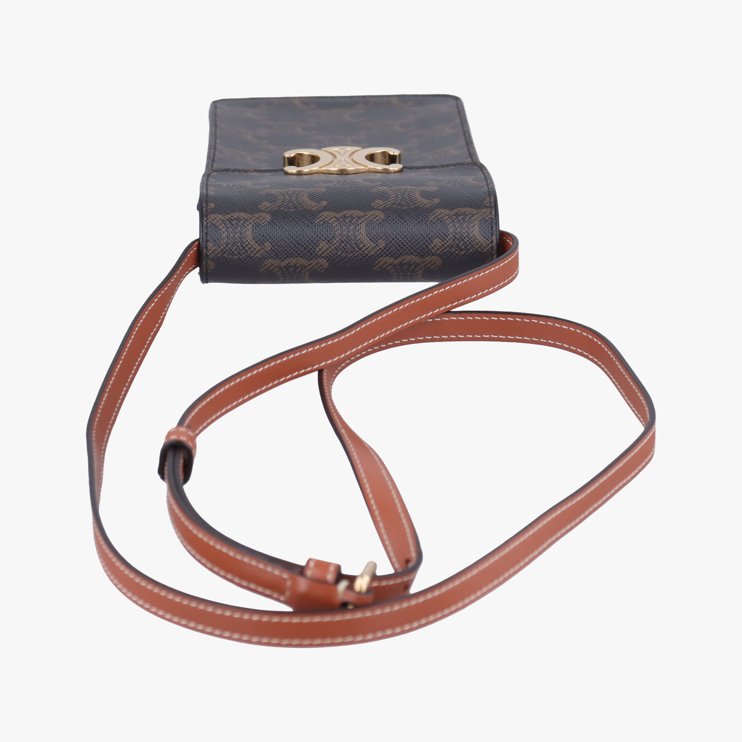 Pre-owned Celine Triomphe Brown PVC coated canvas  shoulderbag | stylenewstar