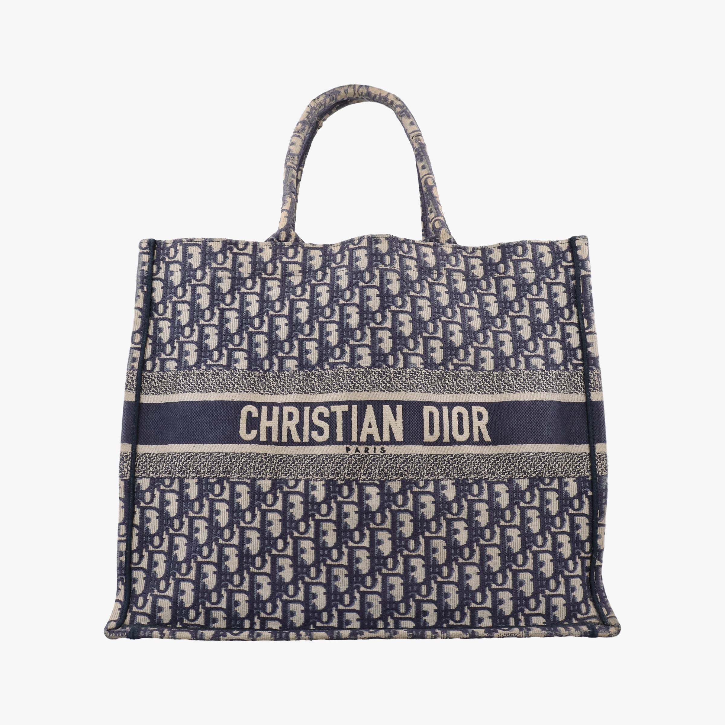 Pre-owned Christian Dior Book Tote Navy Jacquard  handbag | stylenewstar