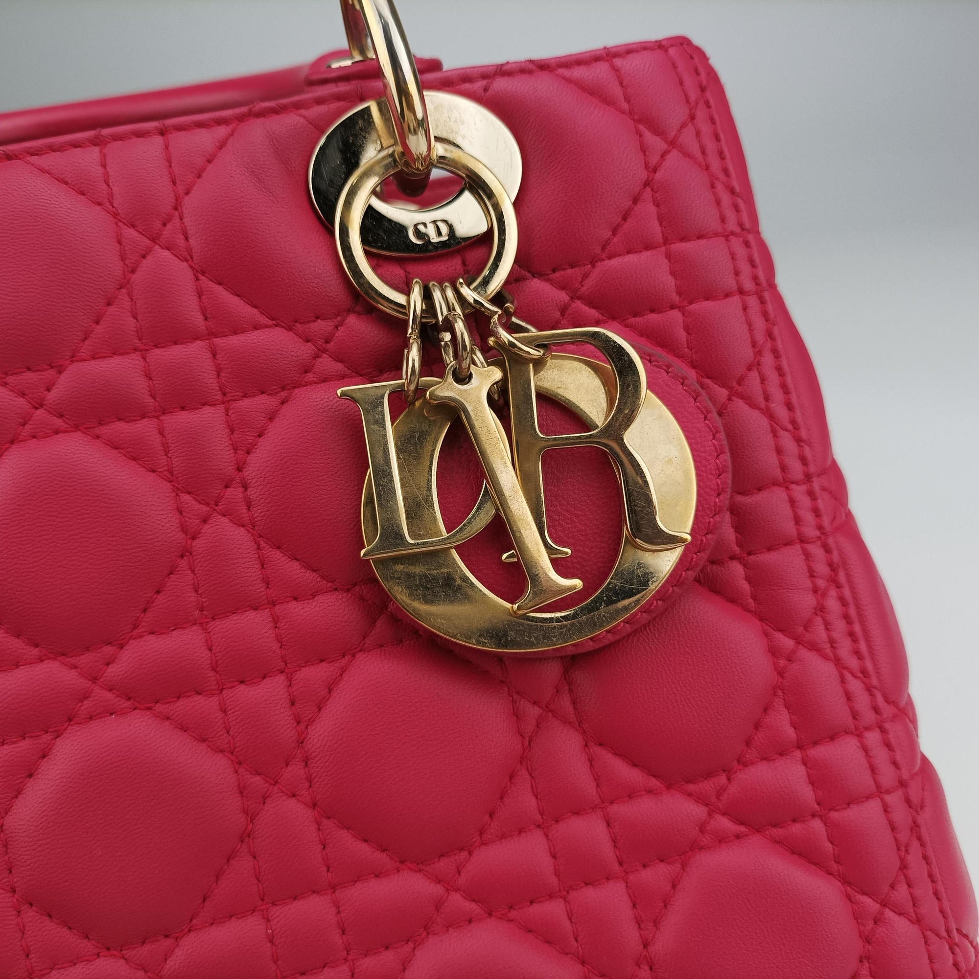 Pre-owned Christian Dior Lady Dior Rose lambskin  handbag | stylenewstar
