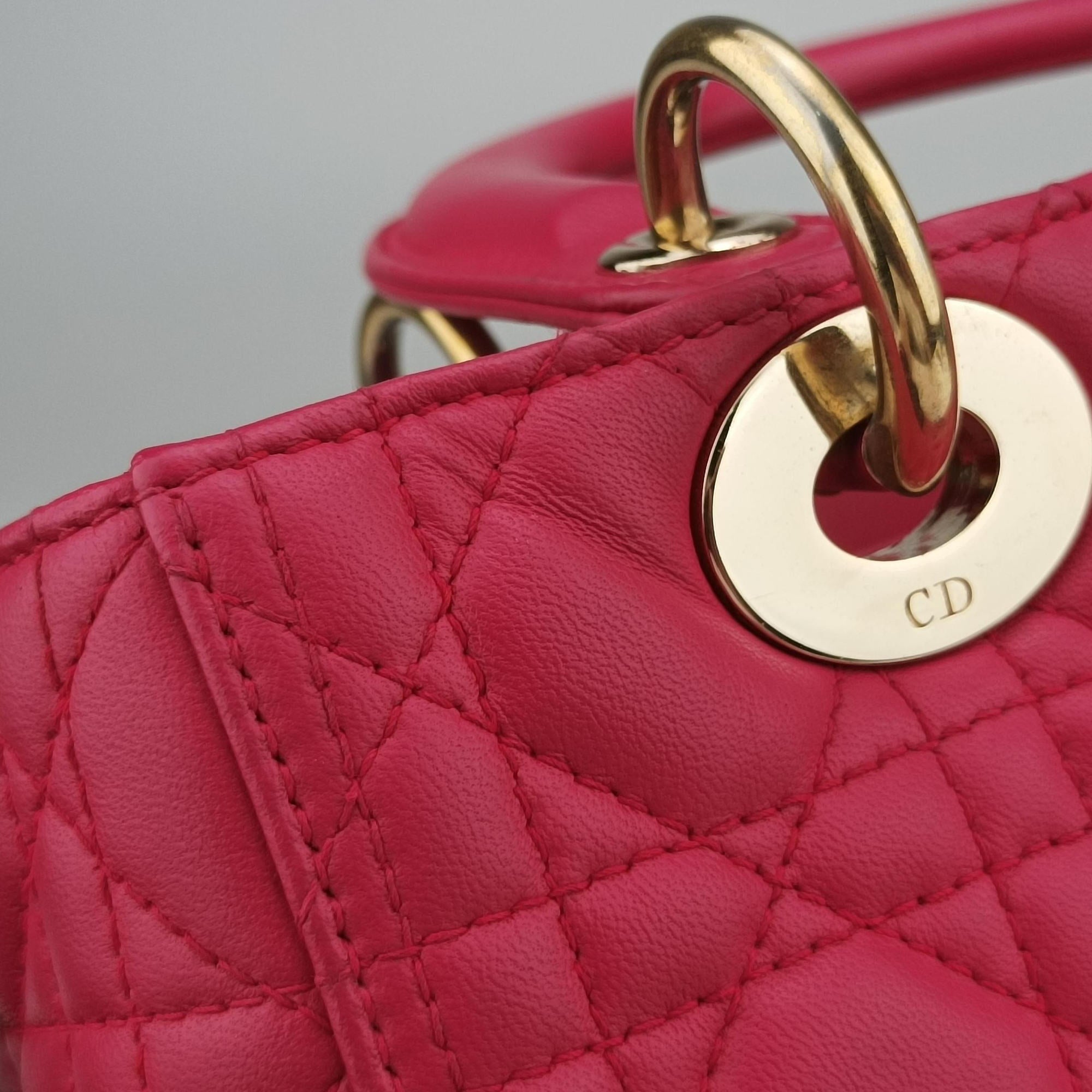 Pre-owned Christian Dior Lady Dior Rose lambskin  handbag | stylenewstar