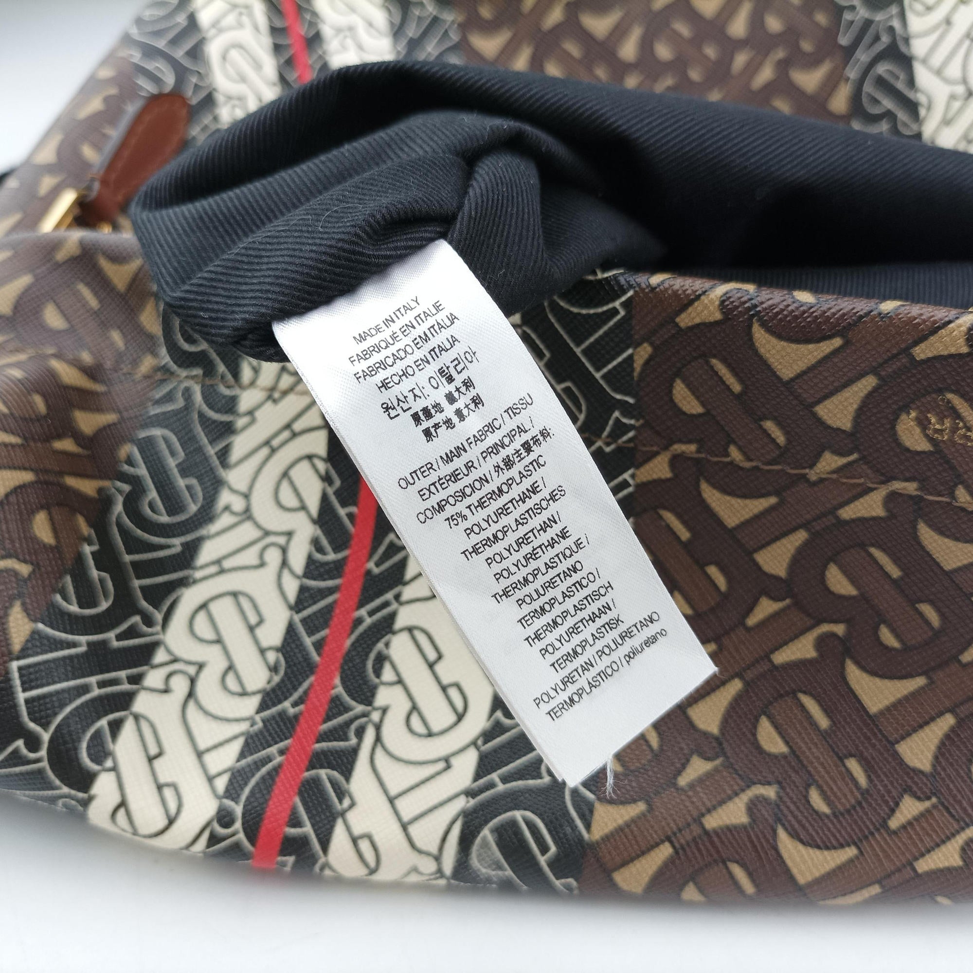 Pre-owned Burberry Monogram Stripe Brown×Multicolour PVC coated canvas x leather  bum bag/waist bag | stylenewstar