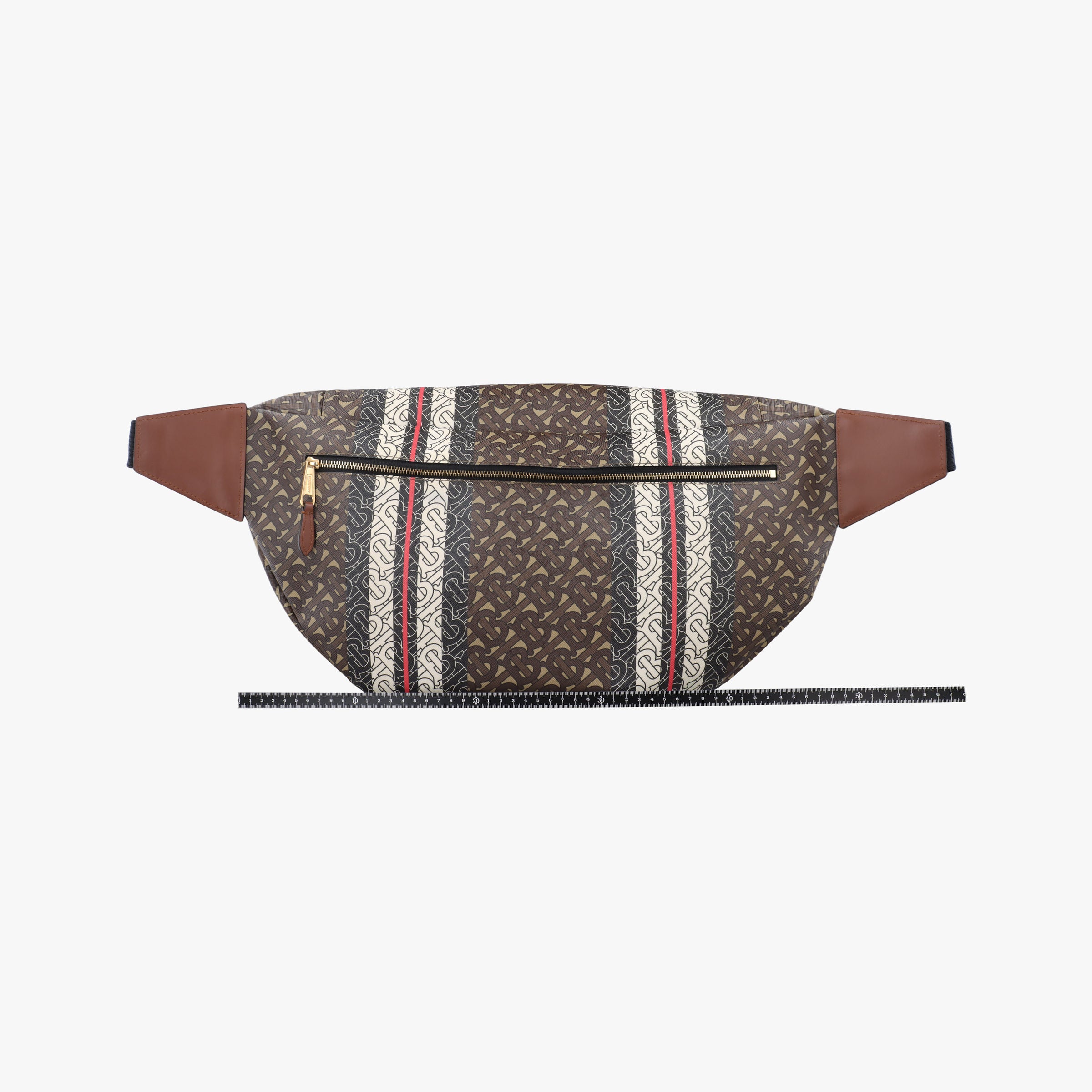 Pre-owned Burberry Monogram Stripe Brown×Multicolour PVC coated canvas x leather  bum bag/waist bag | stylenewstar