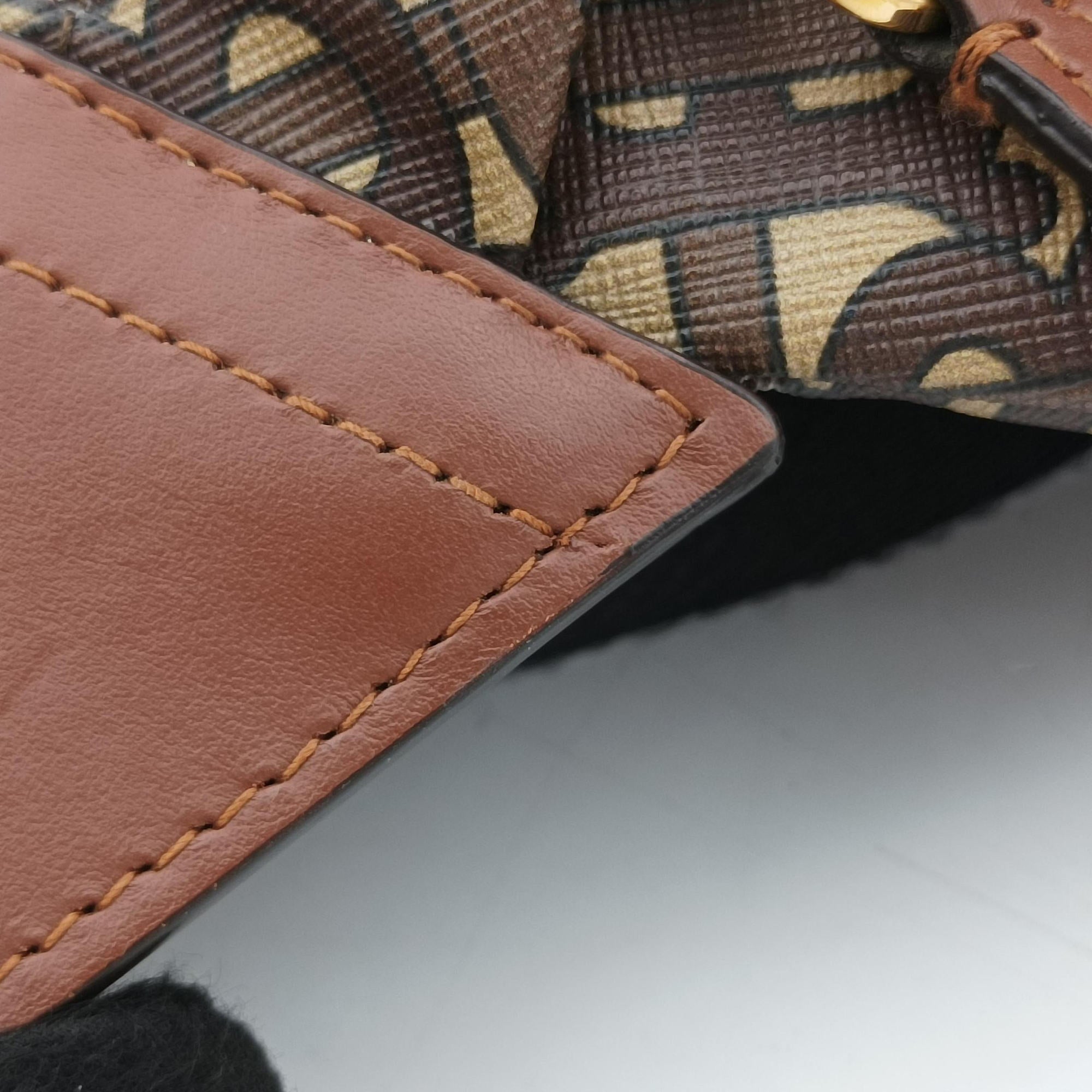 Pre-owned Burberry Monogram Stripe Brown×Multicolour PVC coated canvas x leather  bum bag/waist bag | stylenewstar