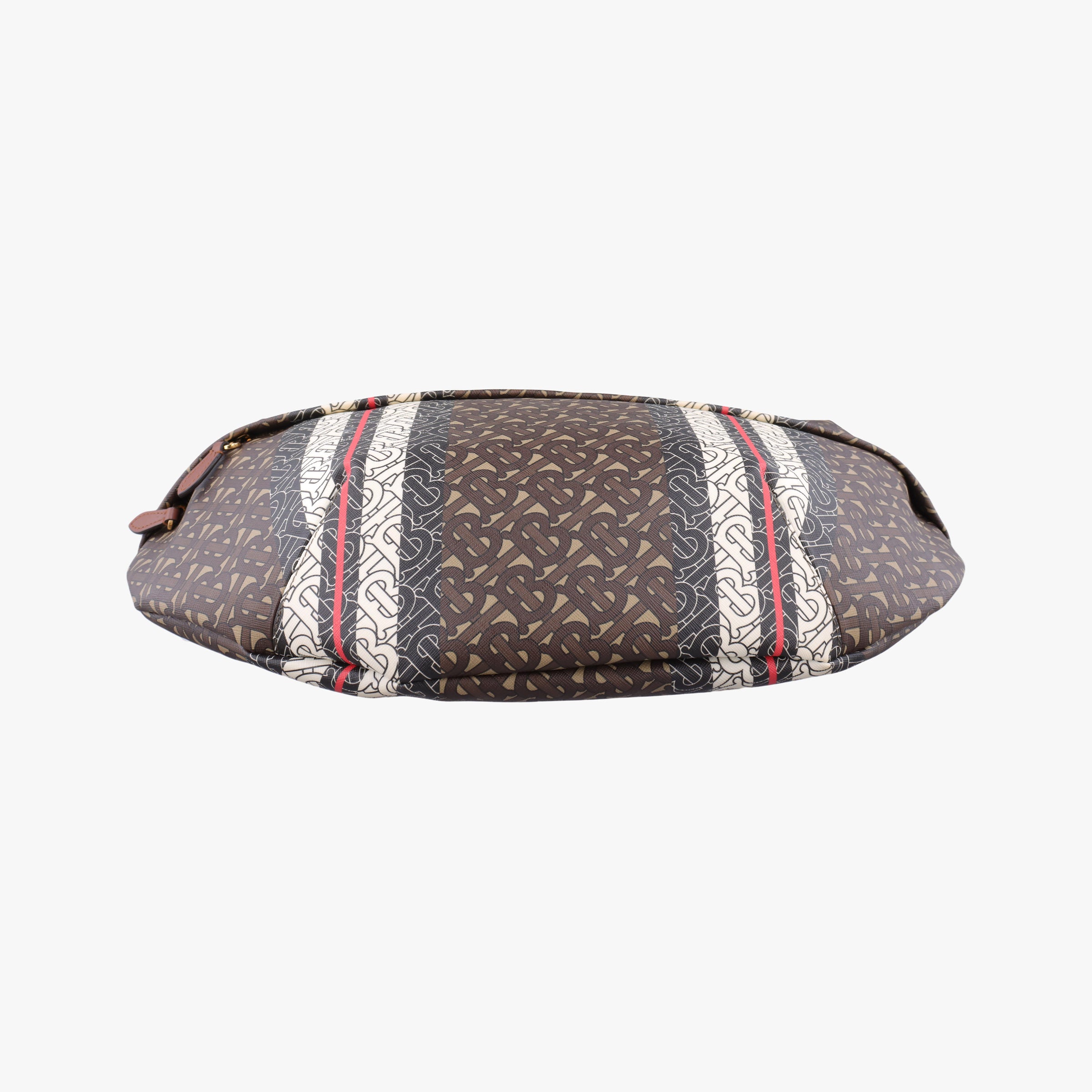 Pre-owned Burberry Monogram Stripe Brown×Multicolour PVC coated canvas x leather  bum bag/waist bag | stylenewstar