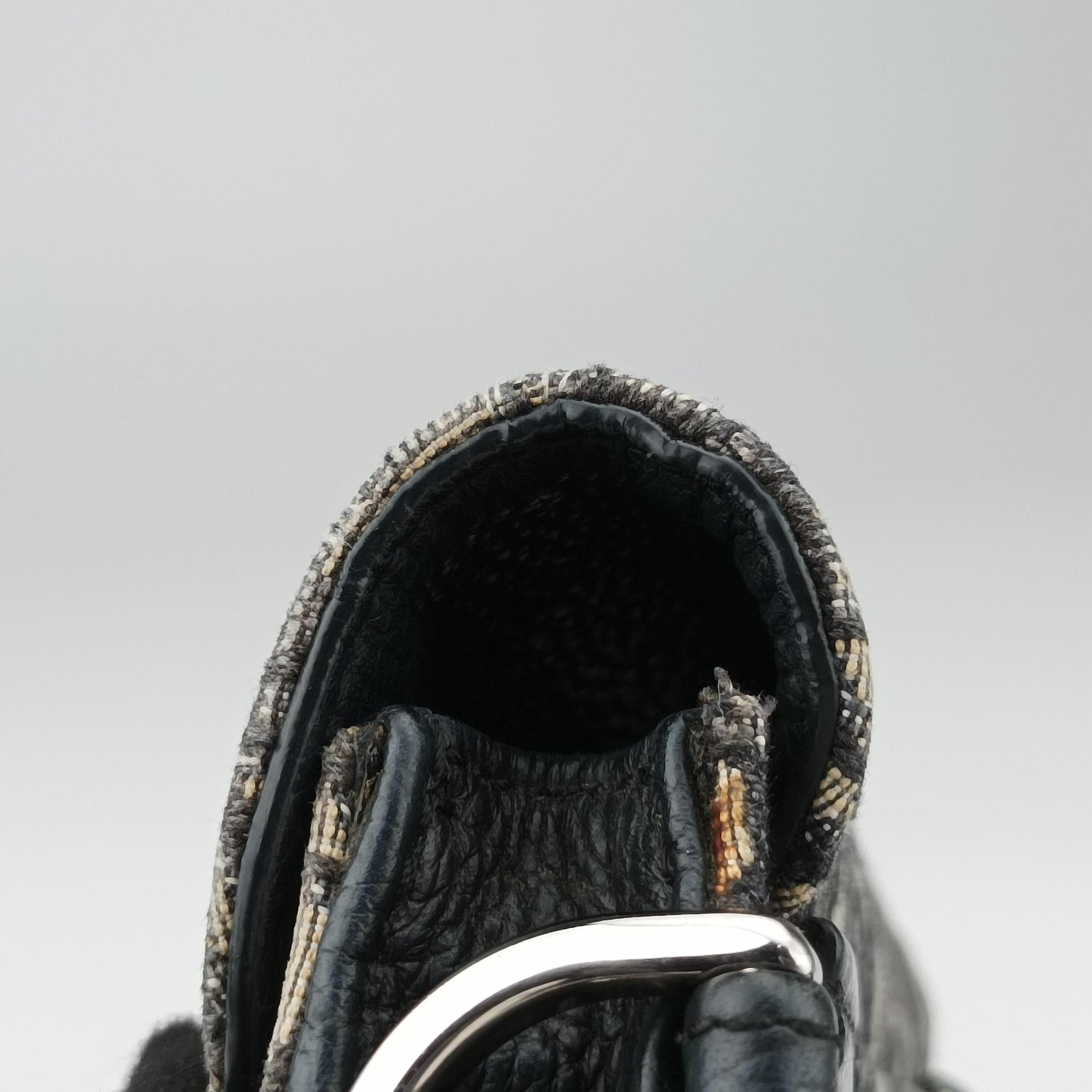 Pre-owned Christian Dior Saddle Pouch Navy×Black Jacquard  shoulderbag | stylenewstar