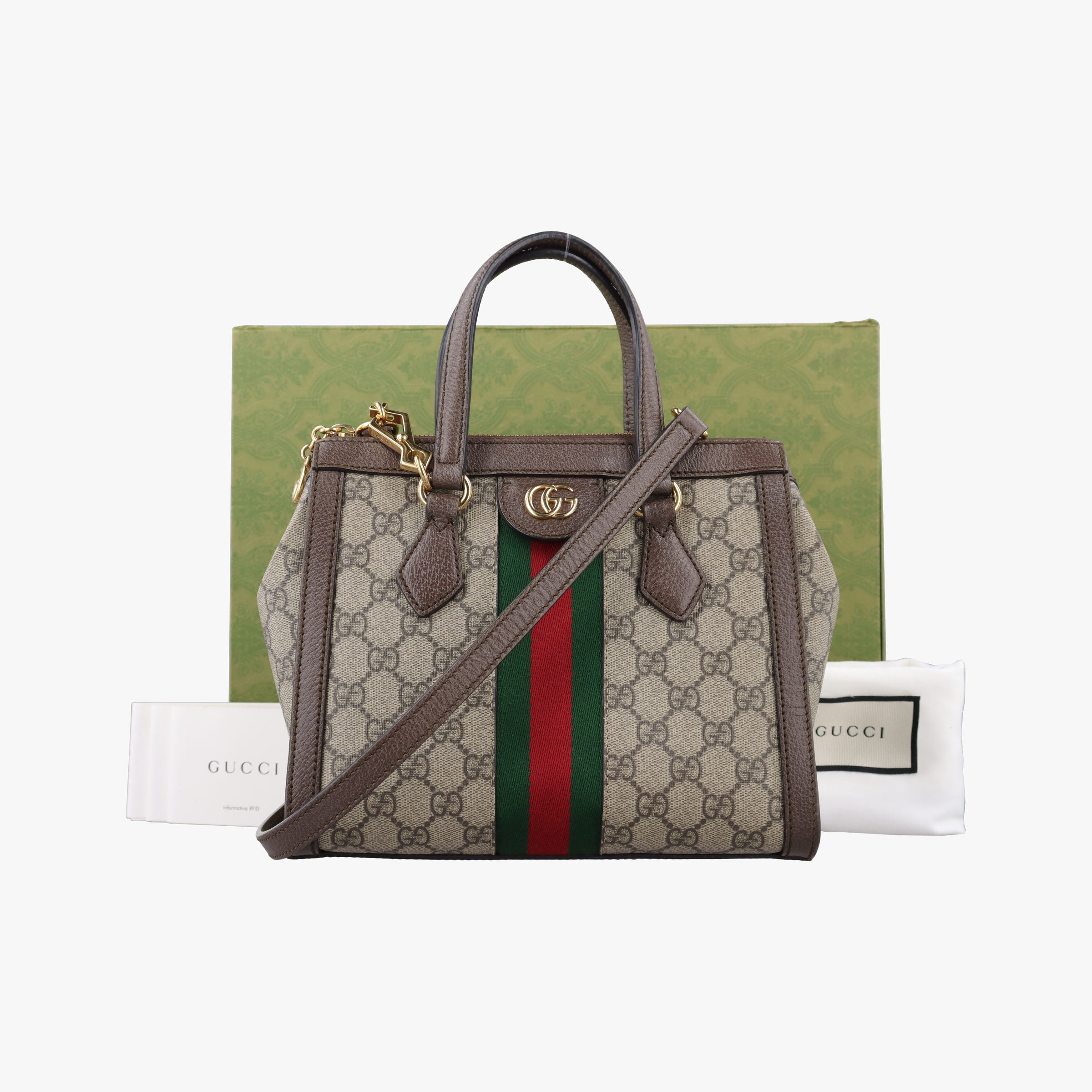 Pre-owned Gucci Ophidia brown×red×green PVC coated canvas×Leather 547551 shoulderbag | stylenewstar