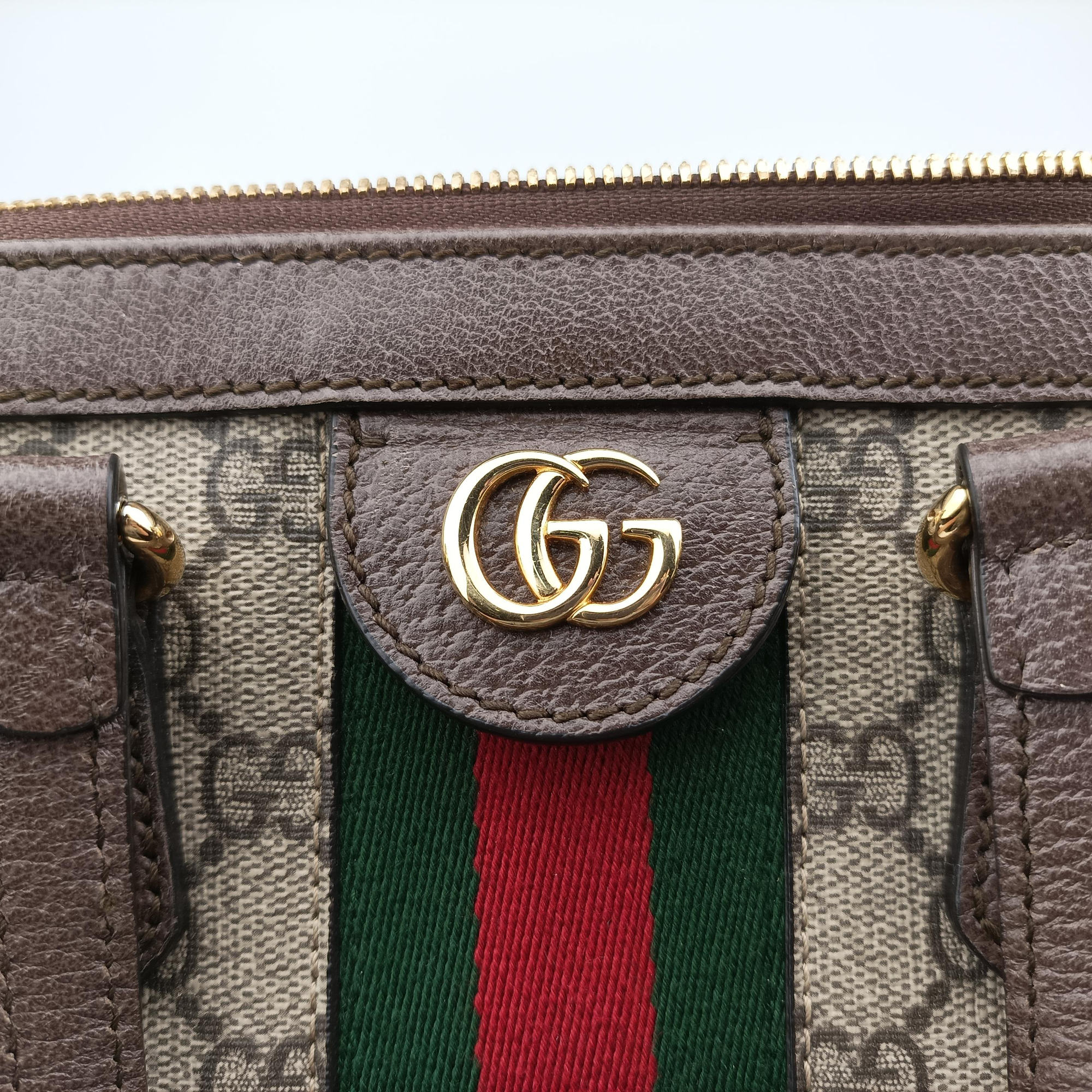 Pre-owned Gucci Ophidia brown×red×green PVC coated canvas×Leather 547551 shoulderbag | stylenewstar
