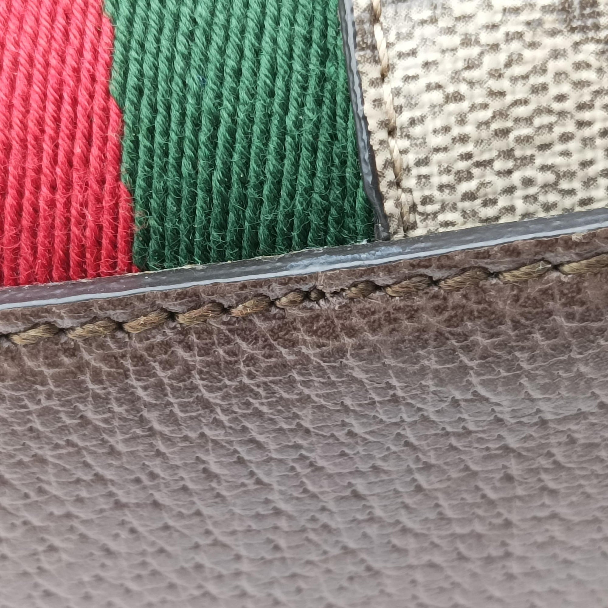Pre-owned Gucci Ophidia brown×red×green PVC coated canvas×Leather 547551 shoulderbag | stylenewstar