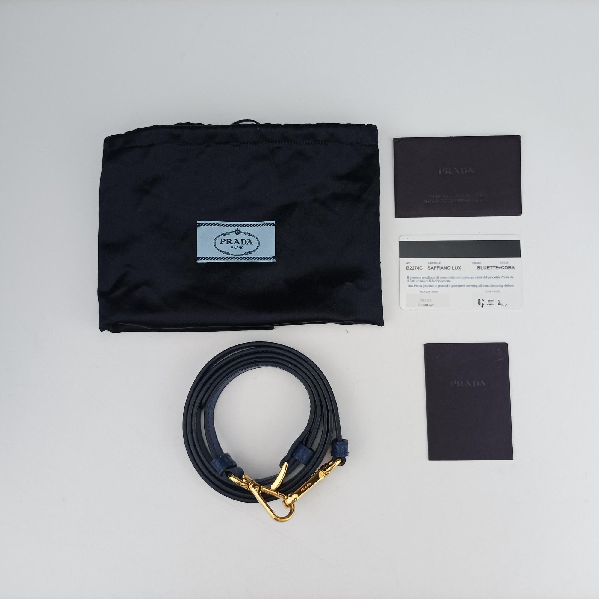 Pre-owned Prada Galleria Blue×Navy SAFFIANO Leather B2274C shoulderbag | stylenewstar